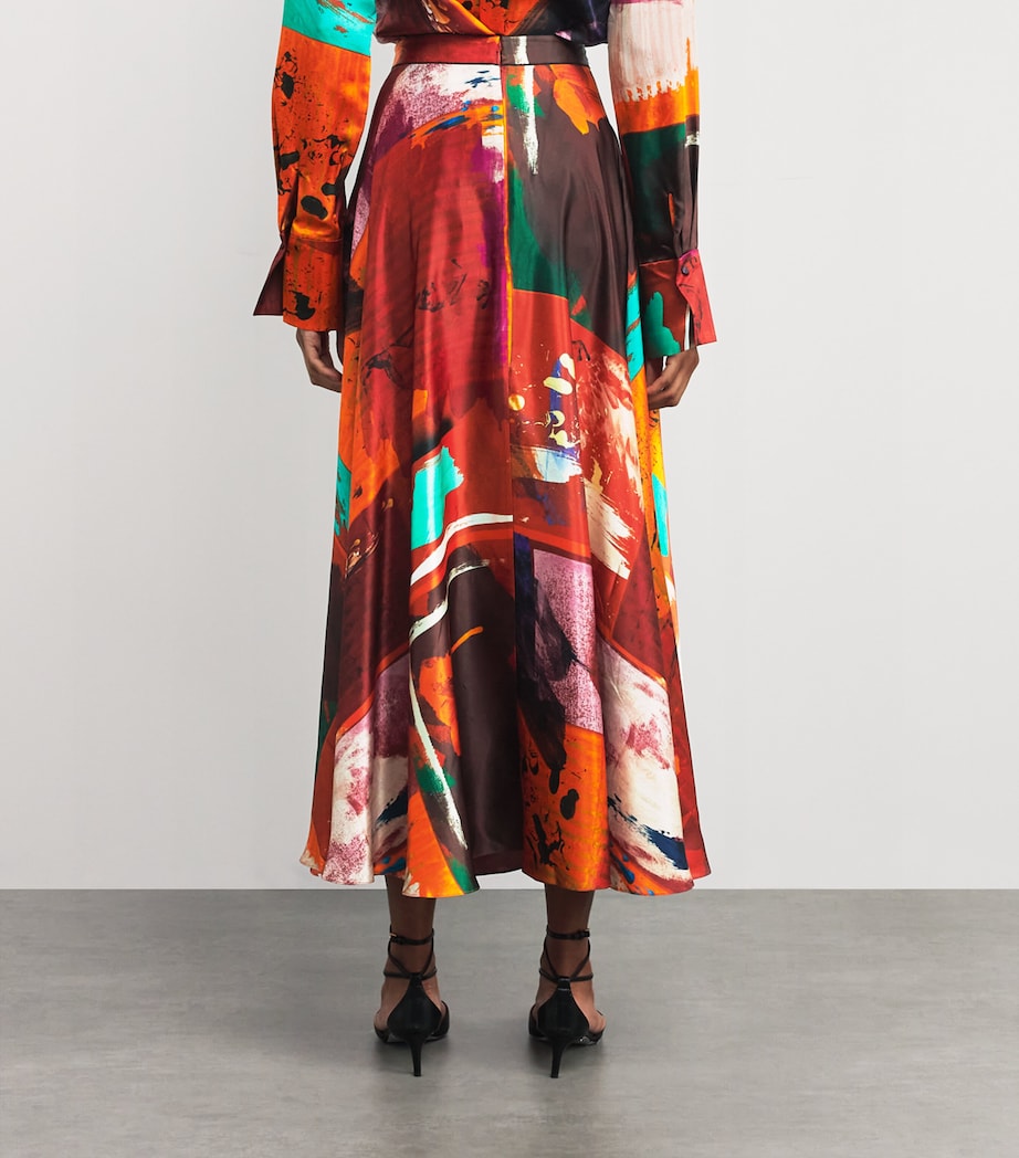 Satin Ameera Midi Skirt BLD ORNG PCTRL PRNT Image 4