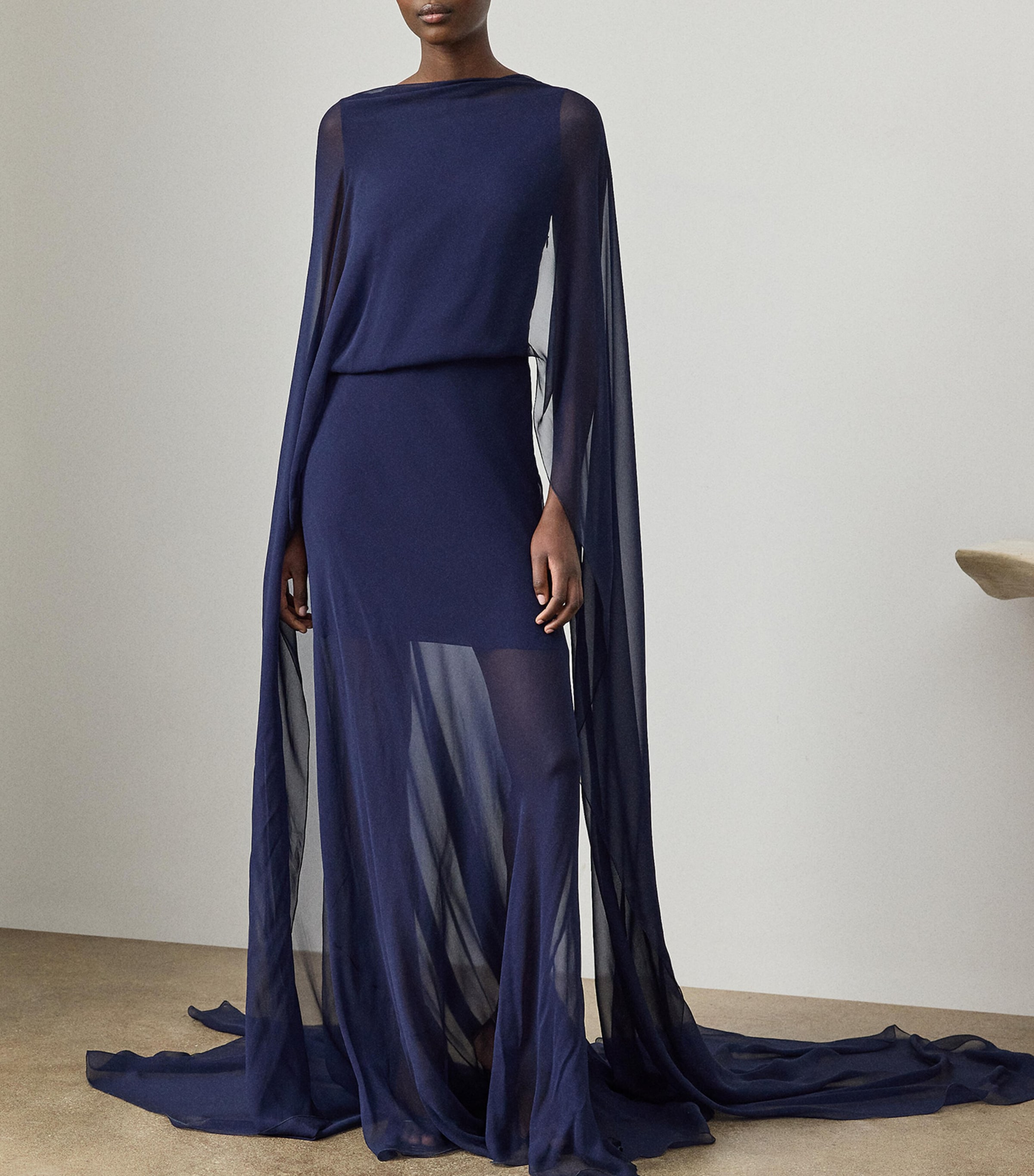 Silk Georgette Dylon Dress LUX NAVY Image 4