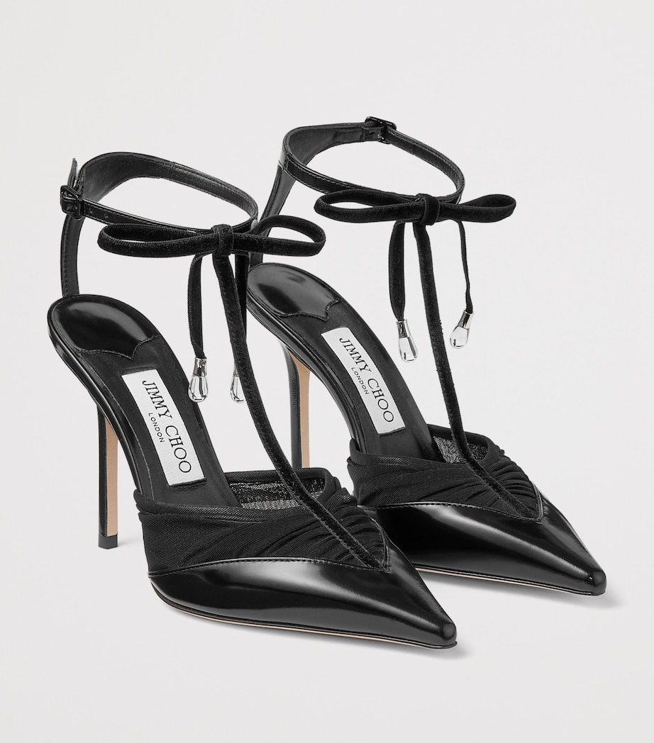 Jimmy Choo Afia 100 Leather-Mesh-Velvet Pumps Black/black Image 2