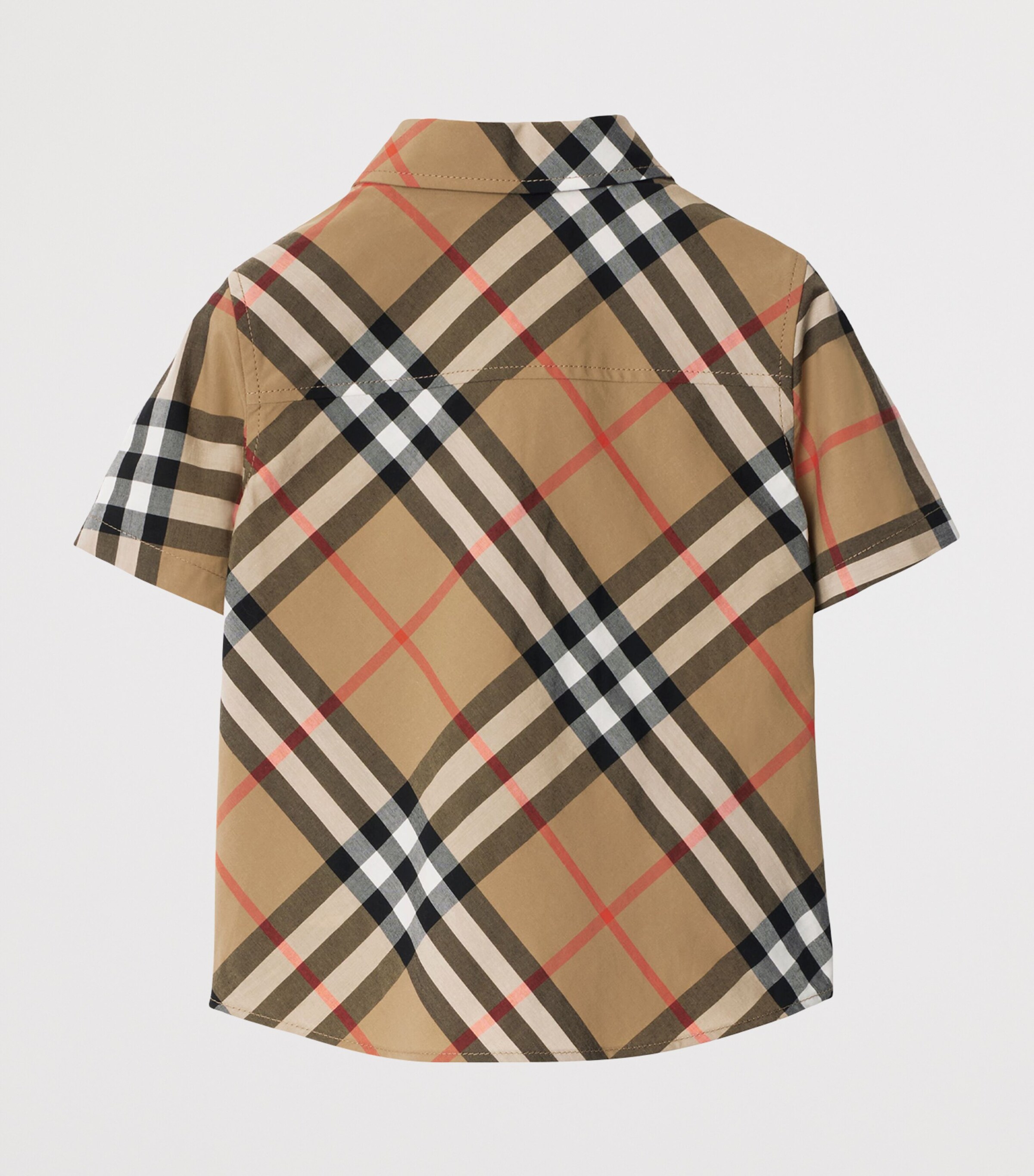 Burberry Kids Cotton Burberry Check Short-Sleeve Shirt (6-24 Months) Sand Ip Check Image 2