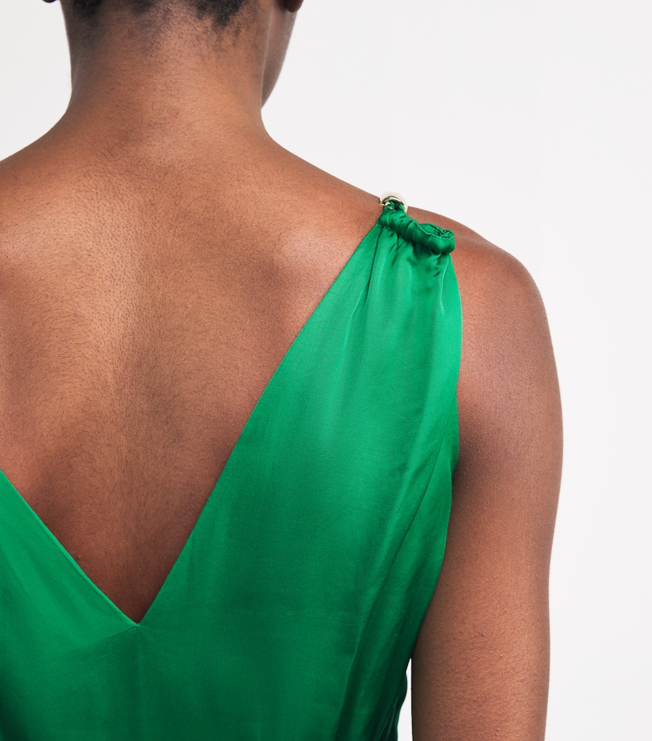 Satin-Effect Midi Dress GREEN Image 5