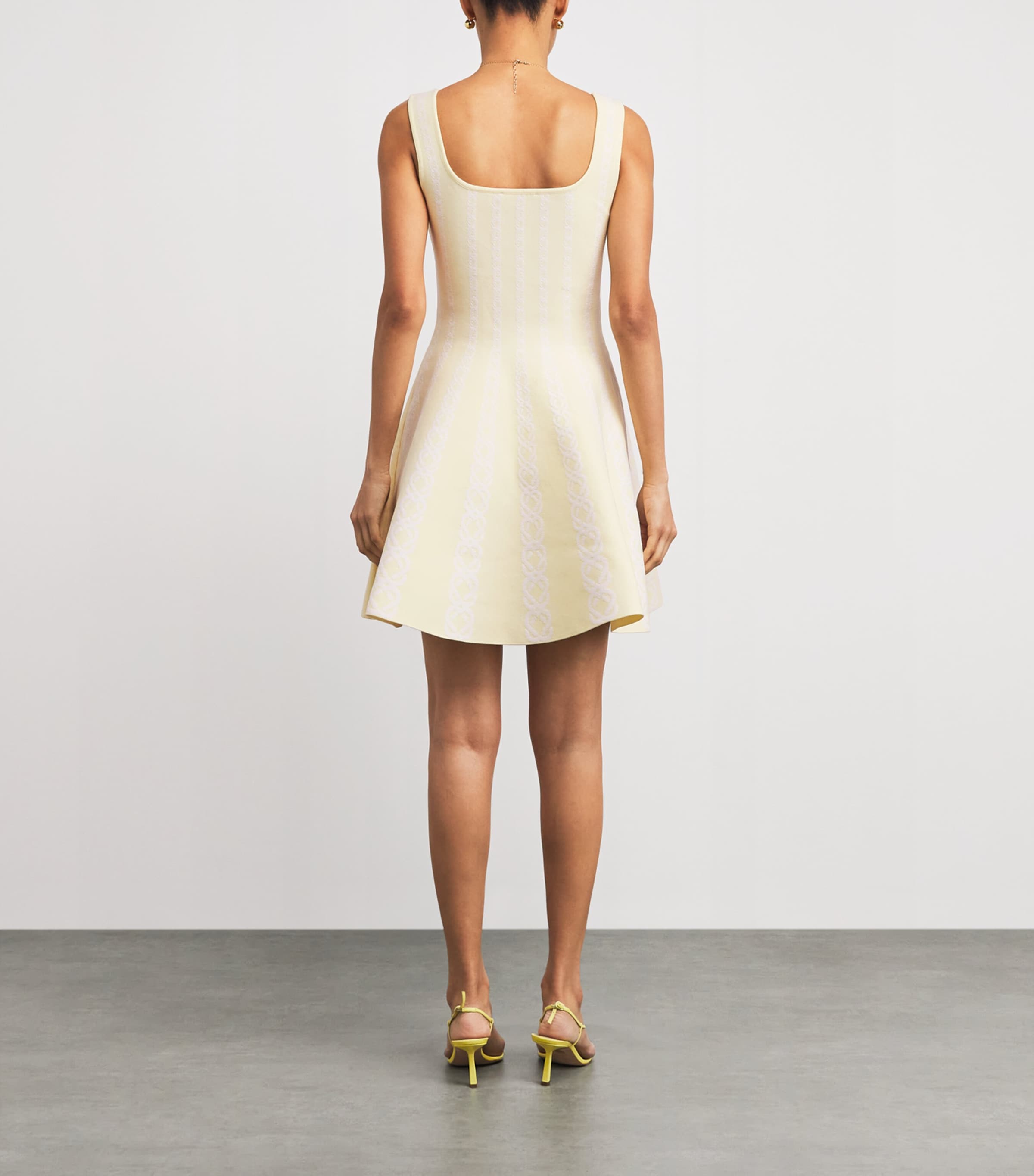 Jacquard Skater Mini Dress PALE YELLOW Image 3