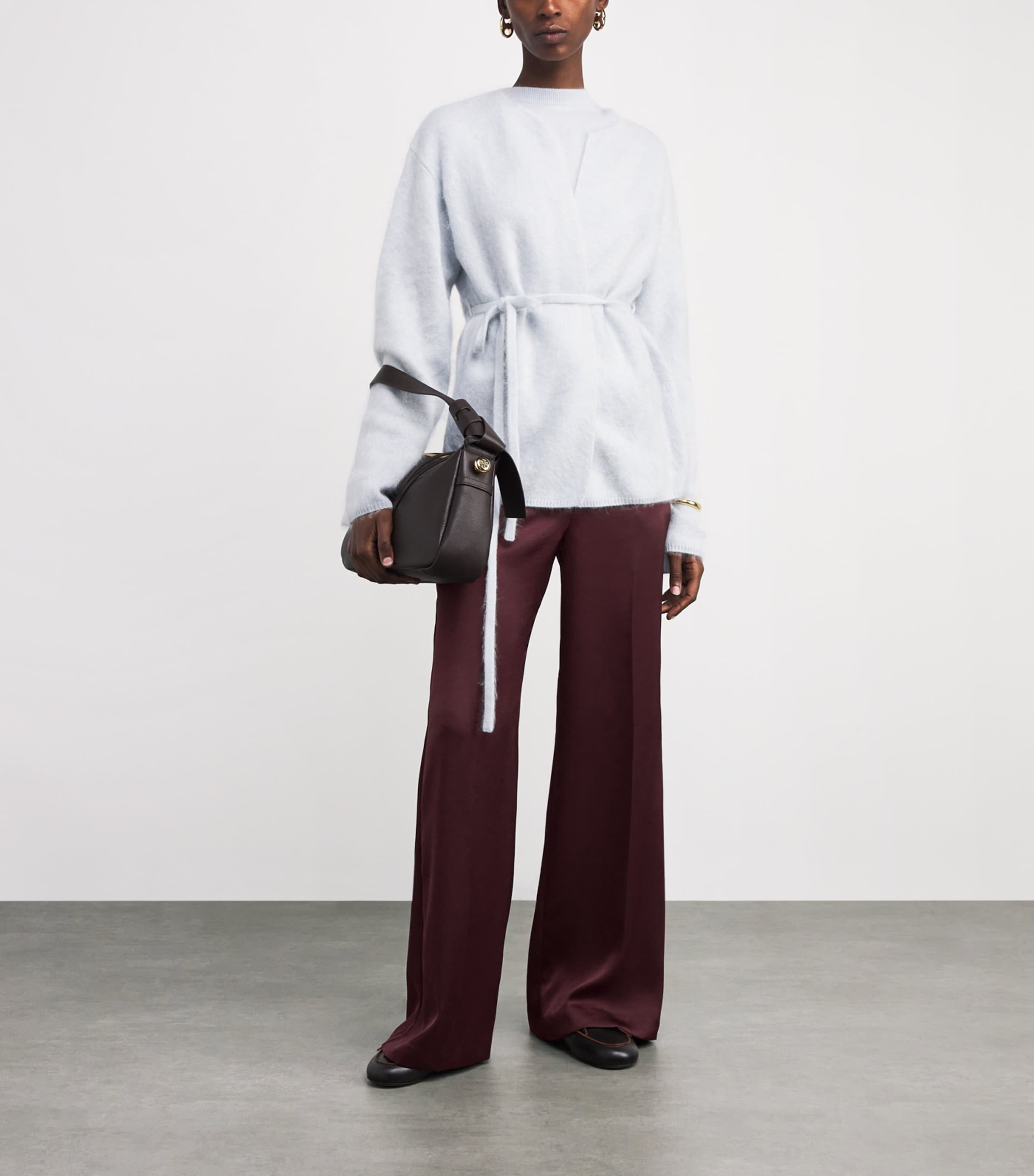Satin Tailored Trousers BURGUNDY Image 2