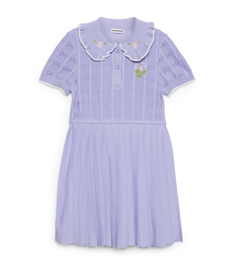 Self-Portrait Kids Pointelle Pleated Dress (3-12 Years) Lilac Image 1
