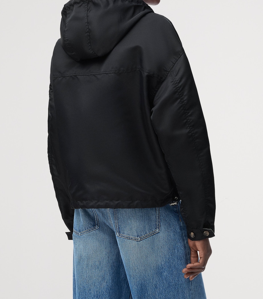 Silk Nylon Reversible Hooded Jacket GREEN/RED Image 5