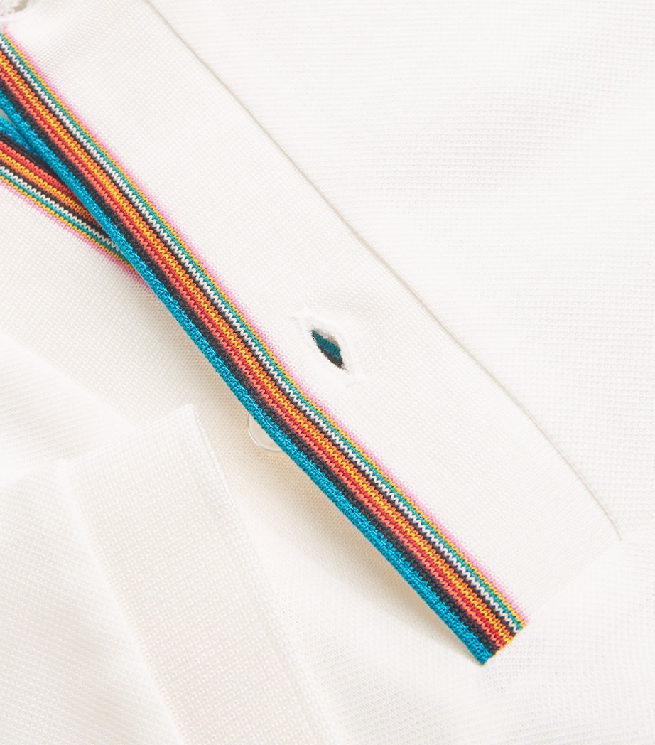 Cotton Signature Stripe Polo Shirt 01_WHITE Image 5