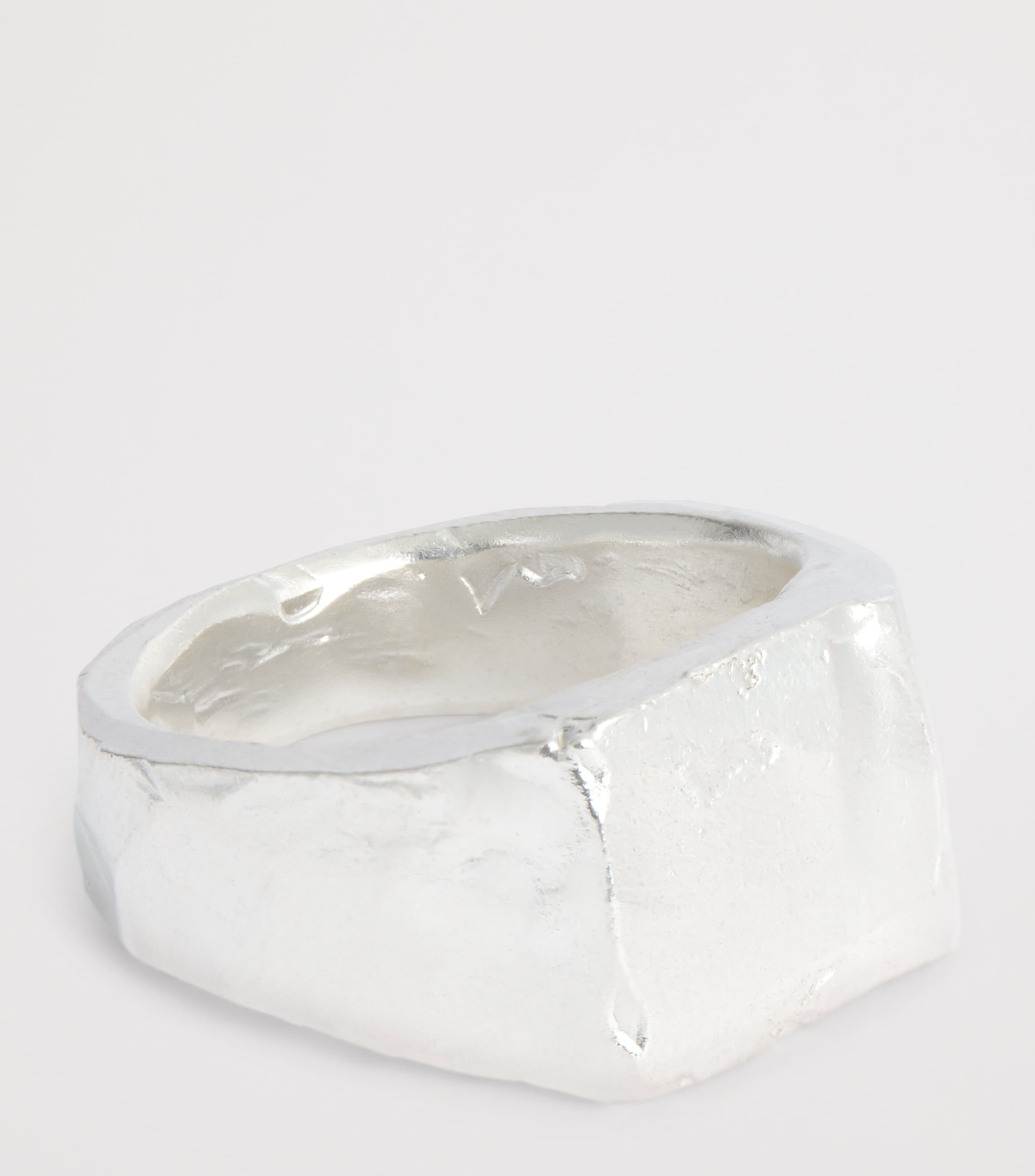 Sterling Silver and Ruby Square Signet Ring RED Image 4