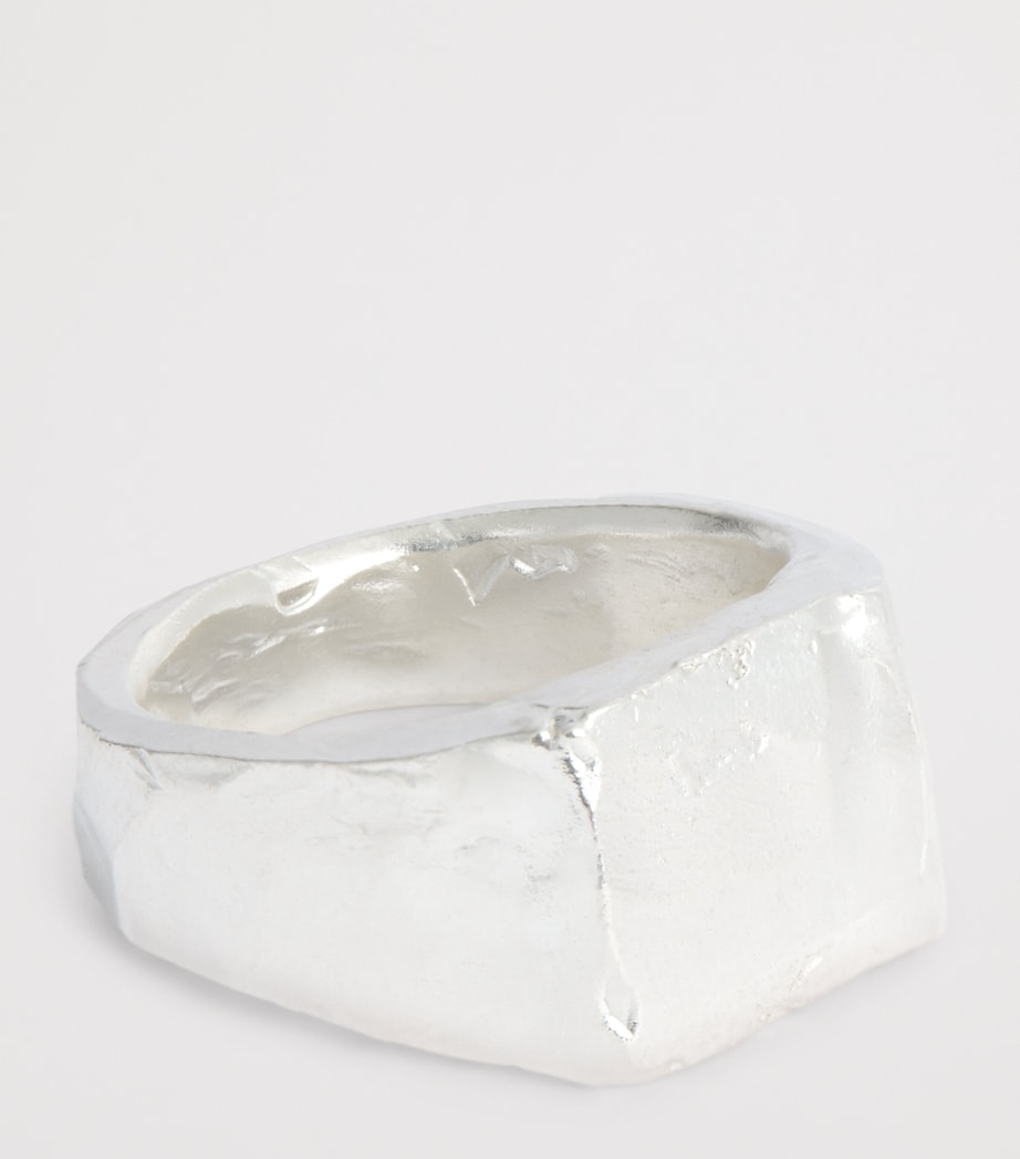 Sterling Silver and Ruby Square Signet Ring RED Image 4