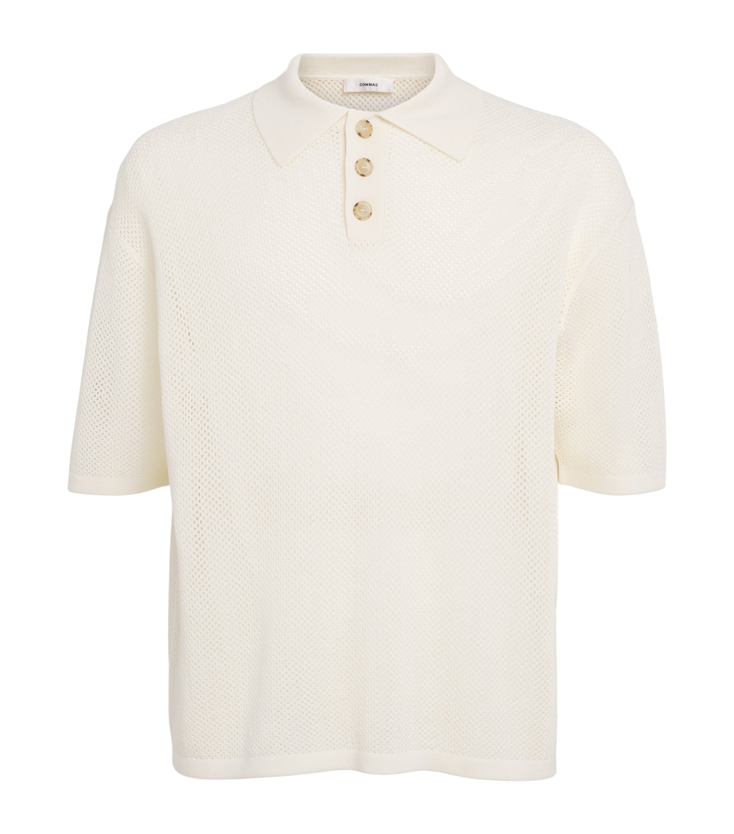 COMMAS Open-Weave Polo Shirt Beige