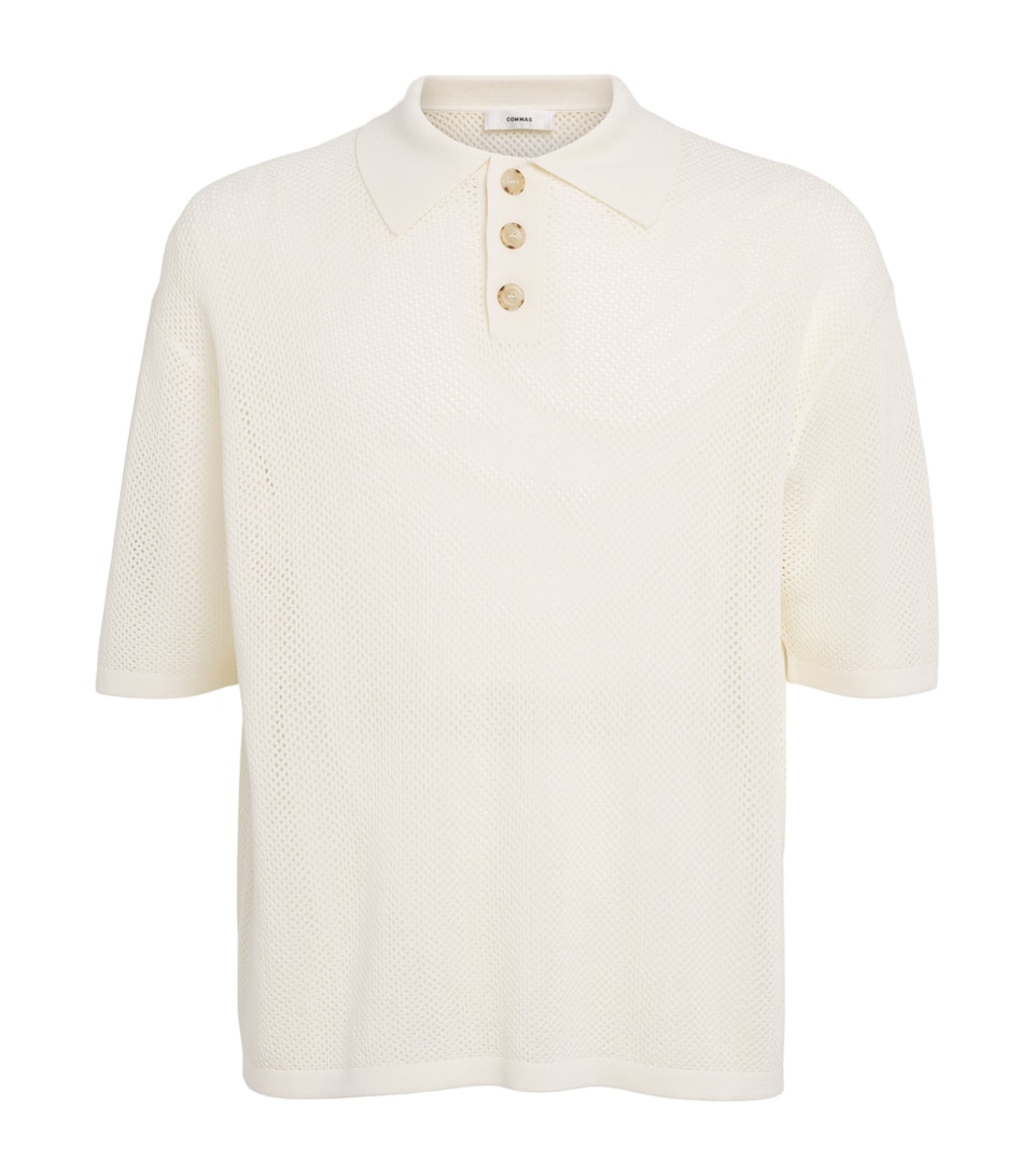 COMMAS Open-Weave Polo Shirt Beige