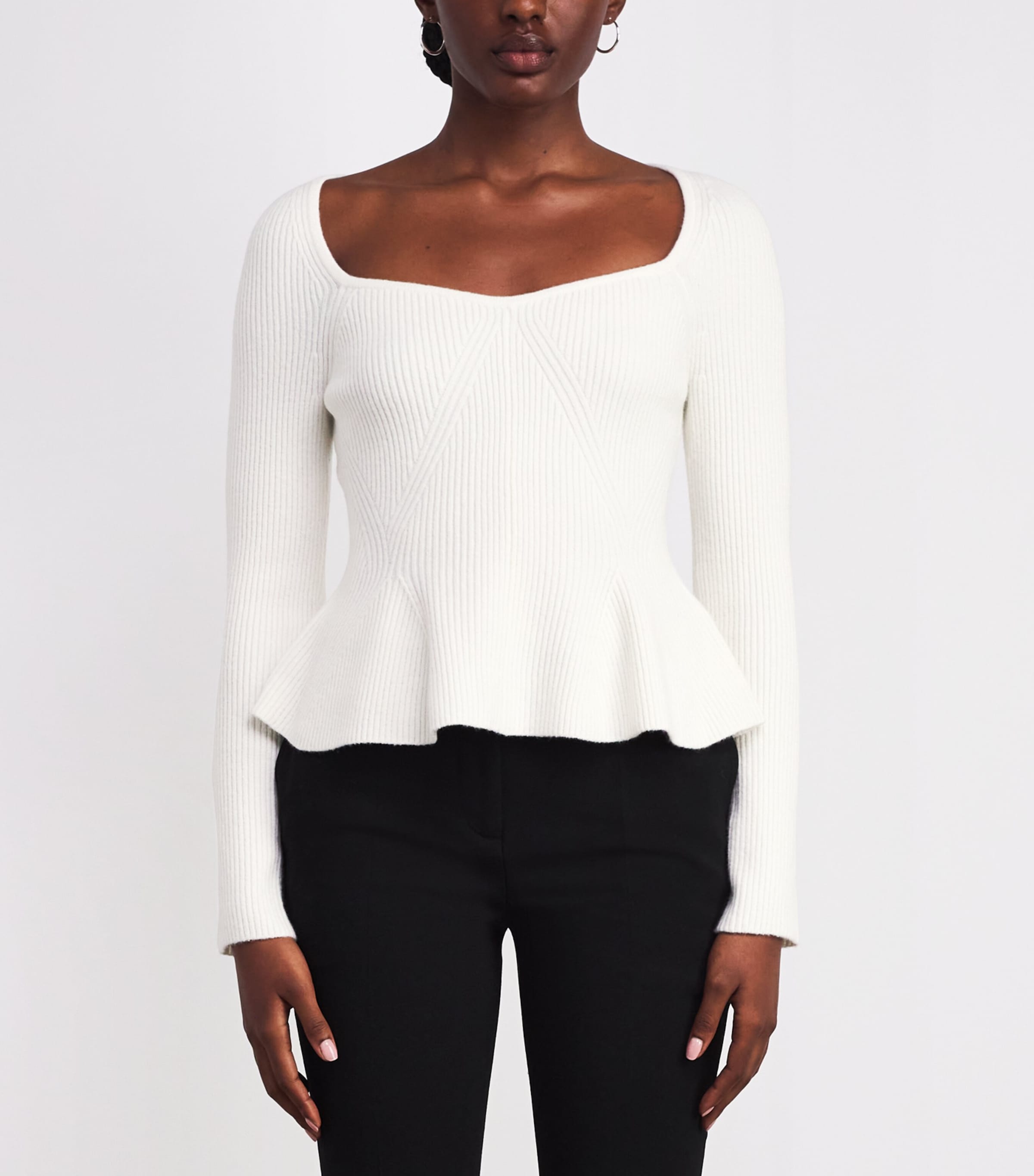 Ribbed Long-Sleeve Top ECRU Image 3
