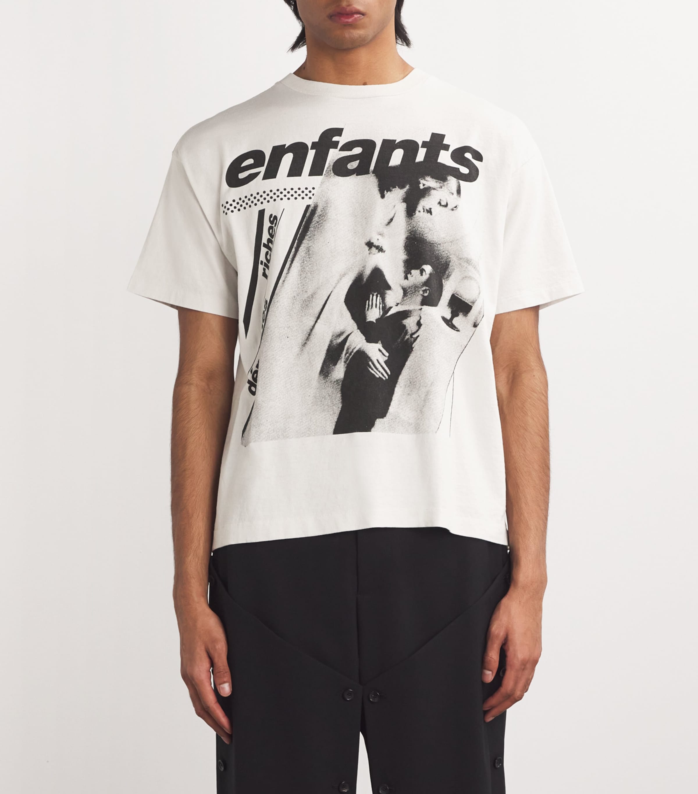 Enfants Riches Deprimes 白Tシャツ Enfants Riches Déprimés - Cropped Distressed Logo-Print Cotton