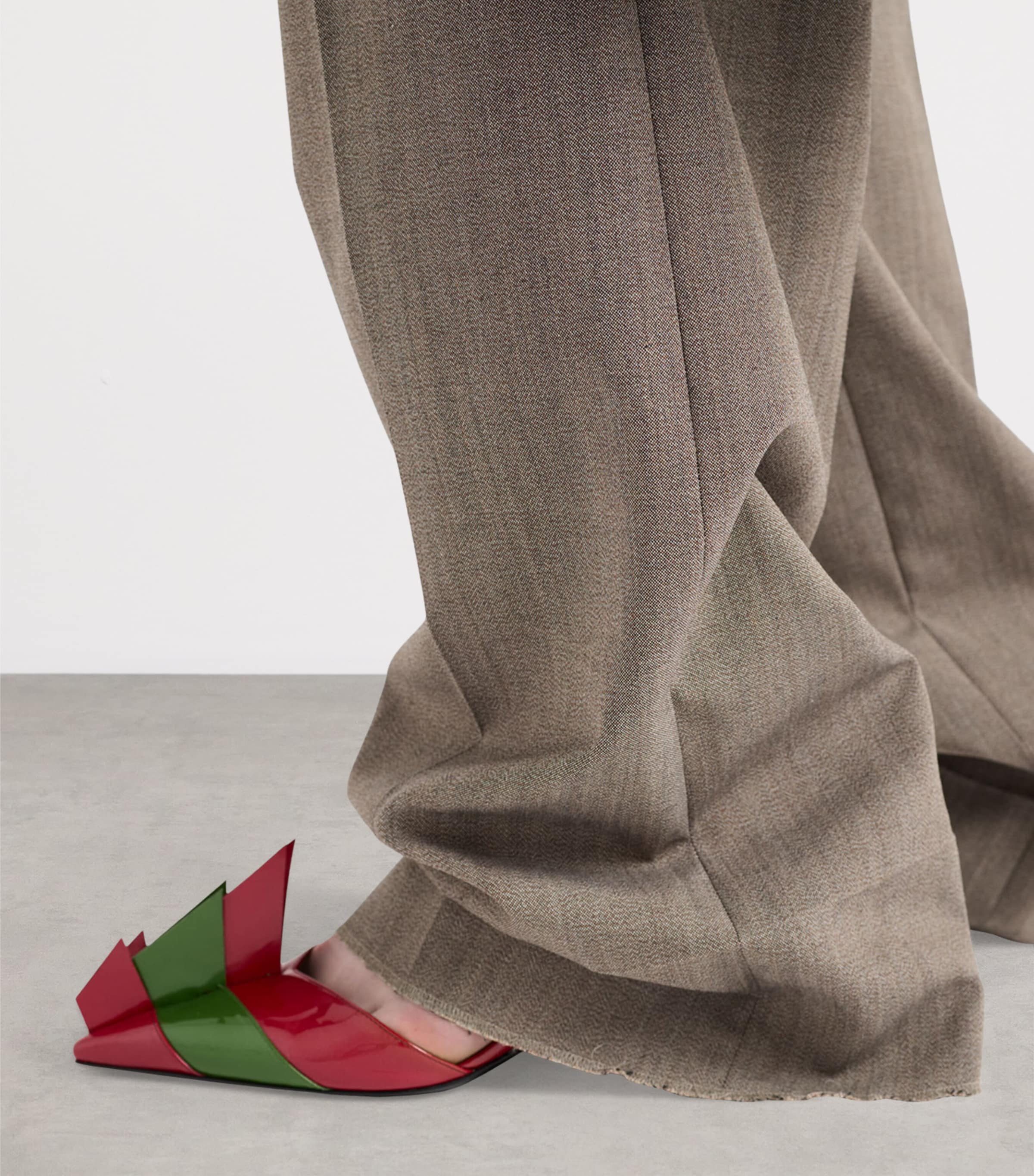 Technical Wool Belted Tailored Trousers F0572 Image 5