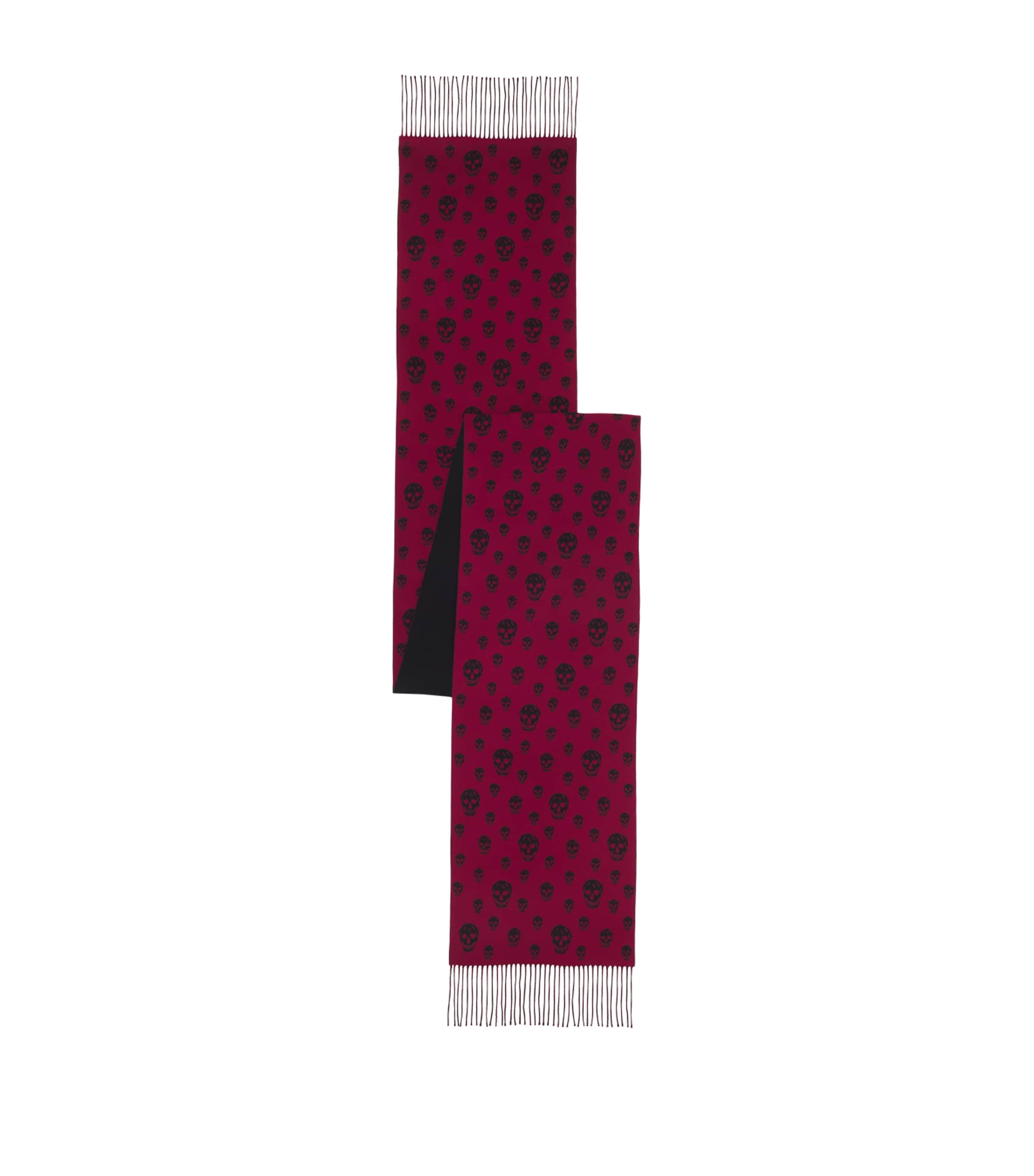 Alexander Mcqueen Wool-cashmere-silk Skull Scarf In Red