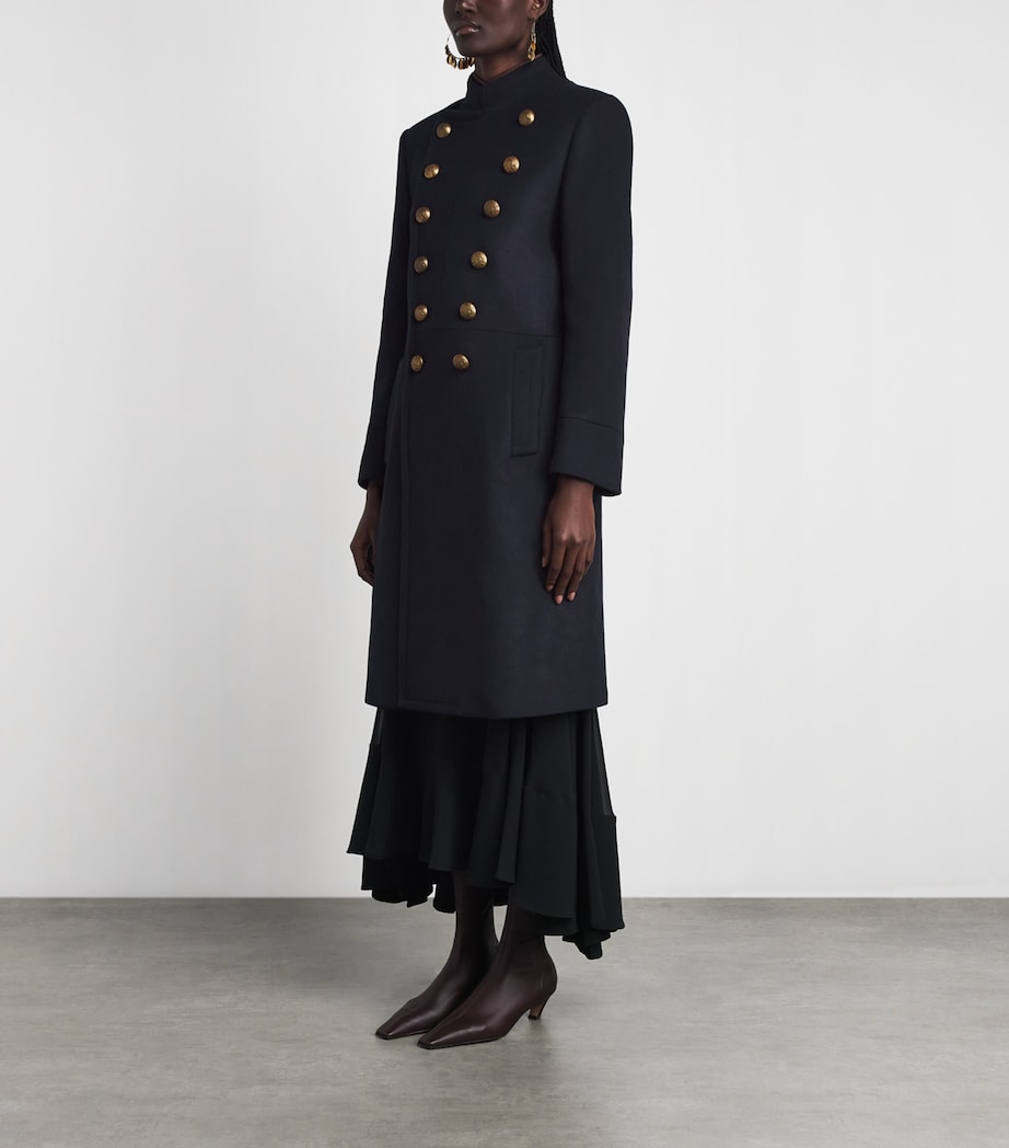 Etro Womens Wool-Blend Pea Coat Dark Blue Image 4