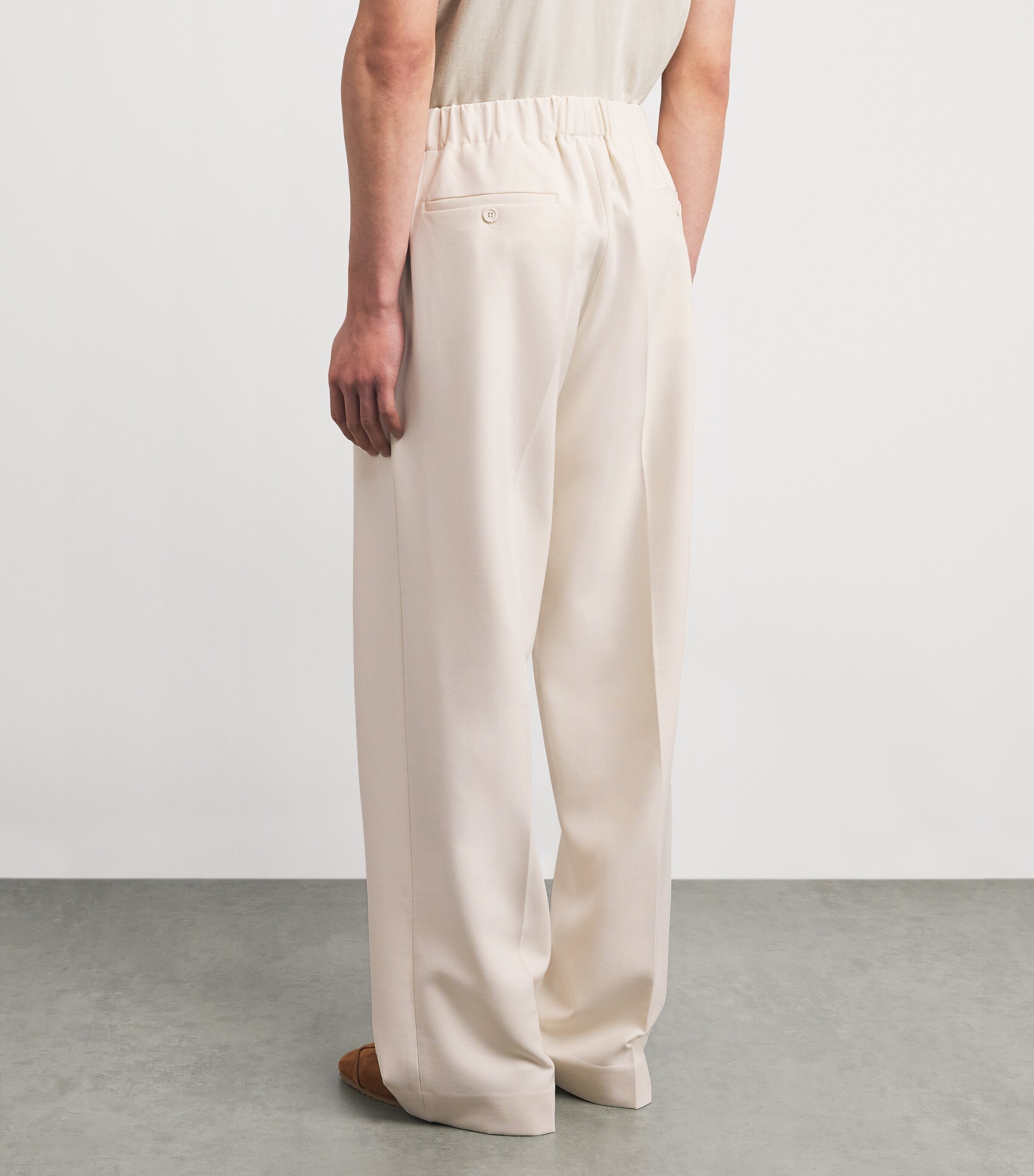 Cotton-Blend Straight-Fit Trousers ECRU Image 4