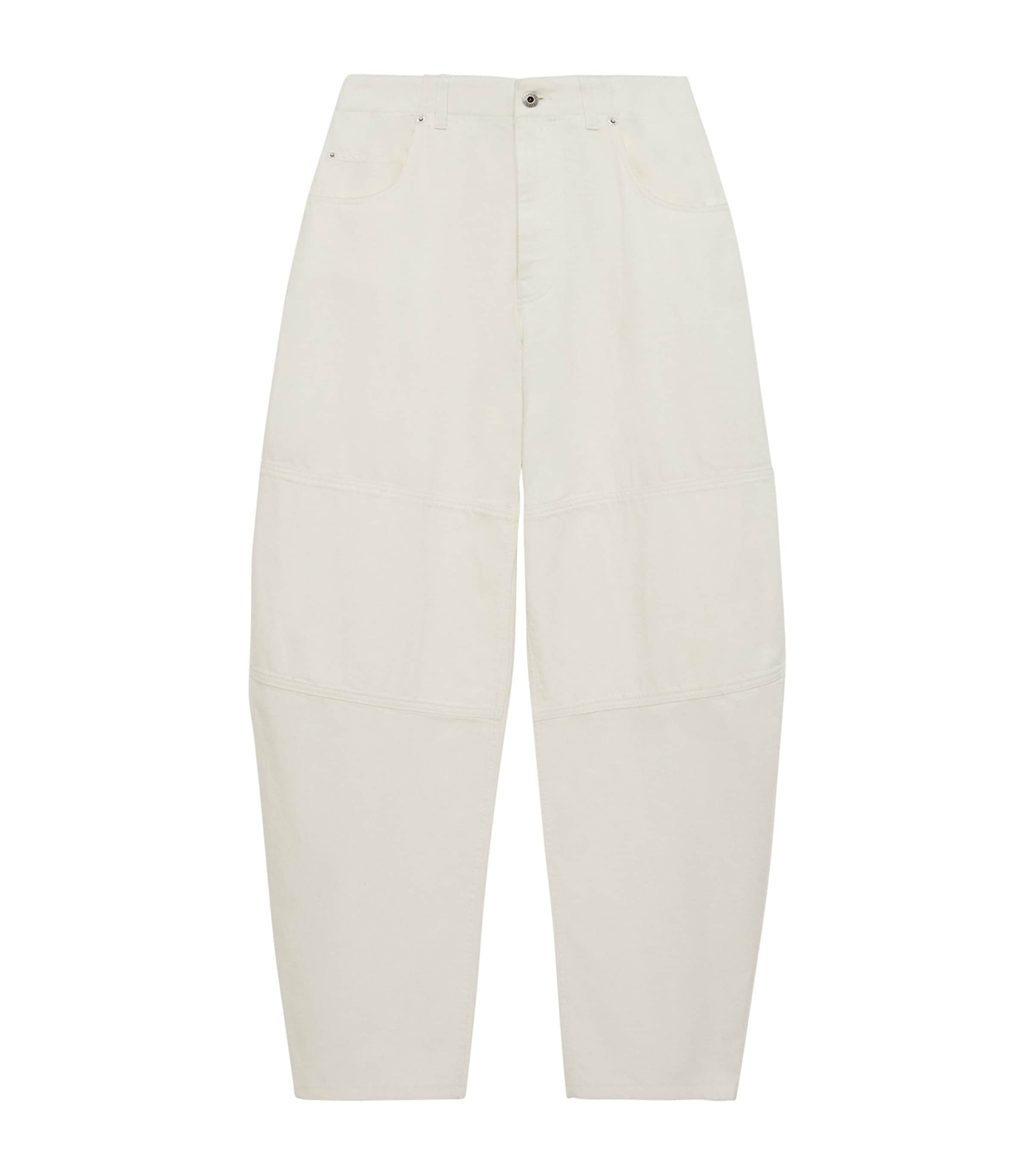 LOEWE Womens Mid-Rise Barrel-Leg Jeans White Image 1