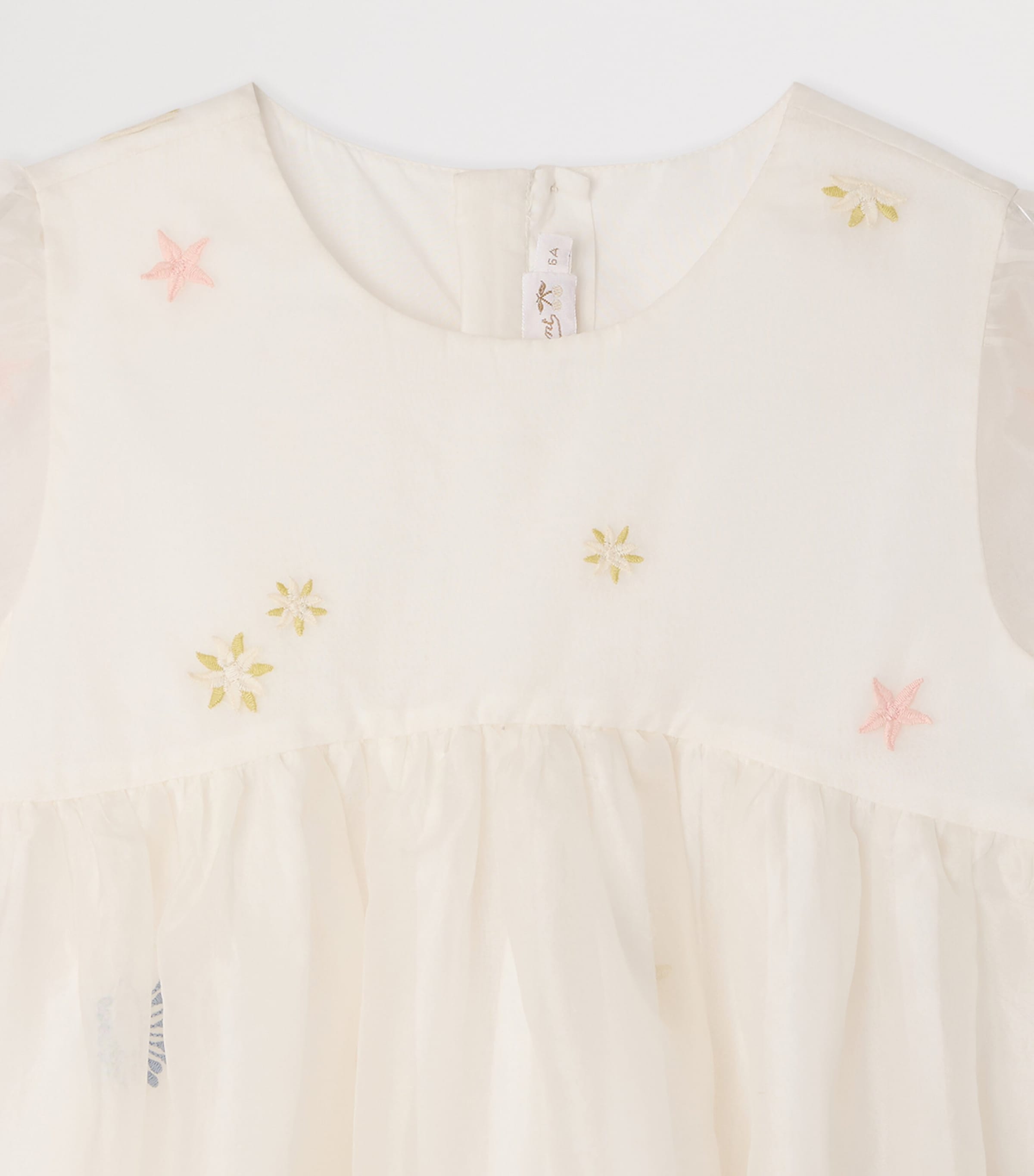 Bonpoint Silk Embroidered Elmae Dress (4-14 Years) Upb Blanc Lait Image 3