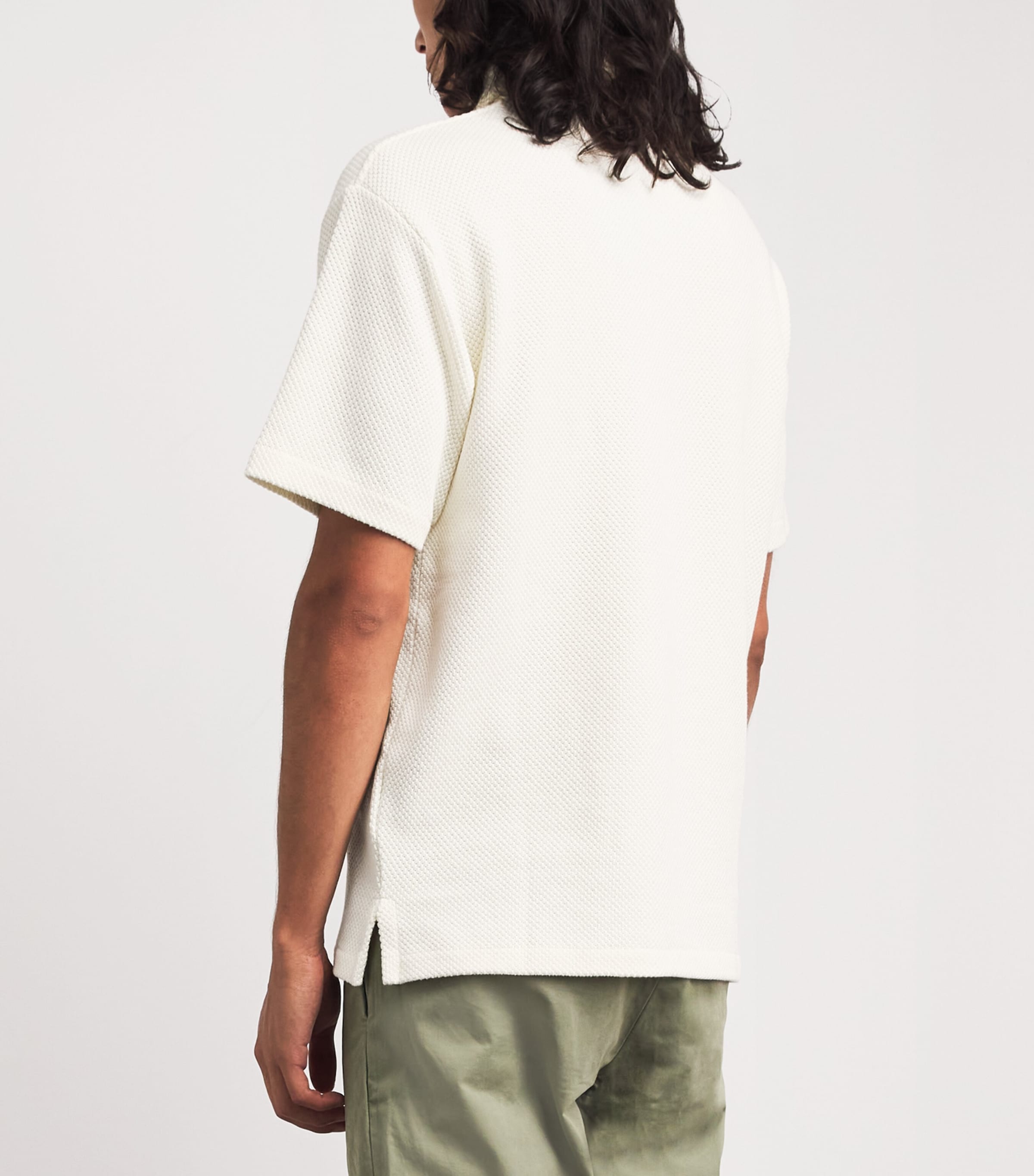 Polo Ralph Lauren Mens Piqué Textured Polo Shirt Pale Cream Image 5