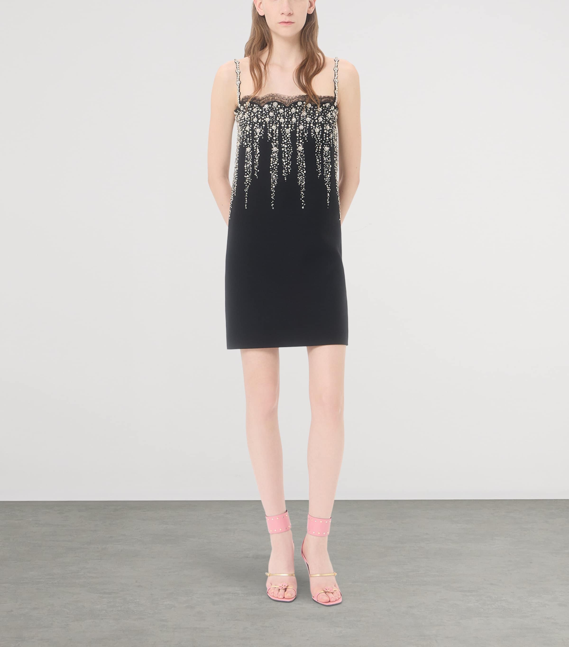 Valentino Womens Virgin Wool-Silk Embellished Mini Dress Nud Image 2
