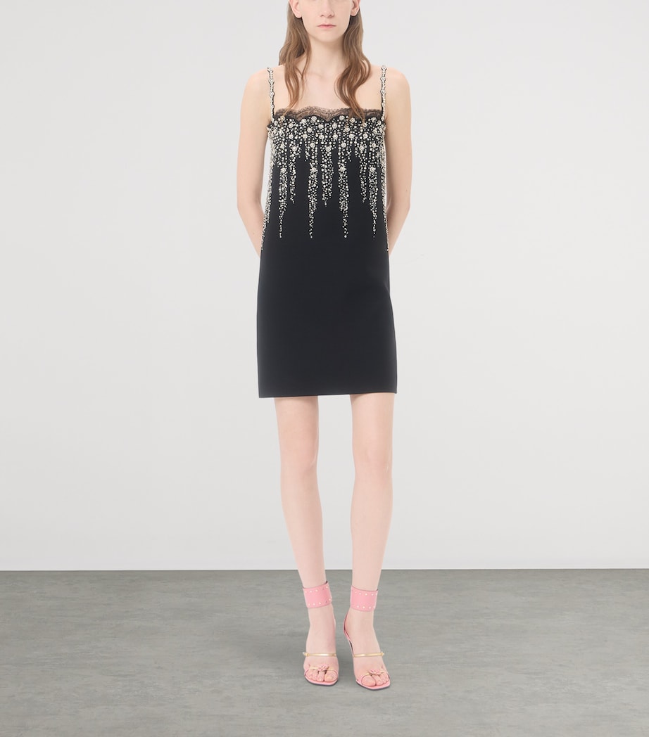 Valentino Womens Virgin Wool-Silk Embellished Mini Dress Nud Image 2