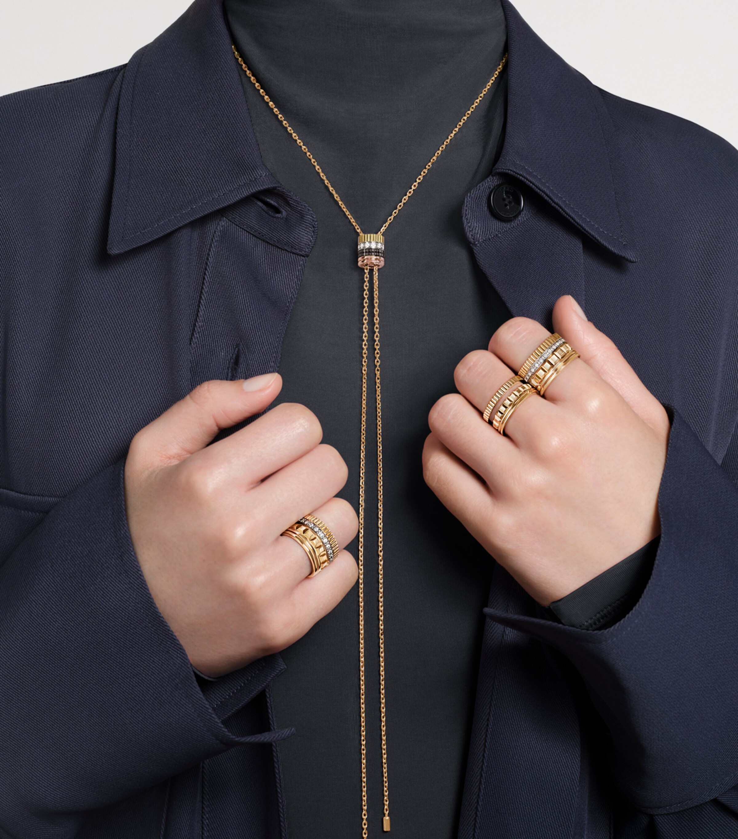 Large Yellow Gold and Diamond Quatre Radiant Ring NO COLOUR Image 2