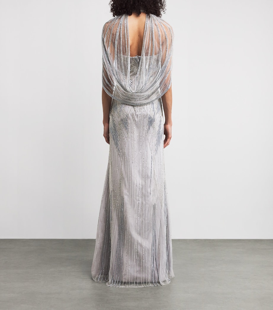 Veil-Detail Aurora Gown SILVER Image 3