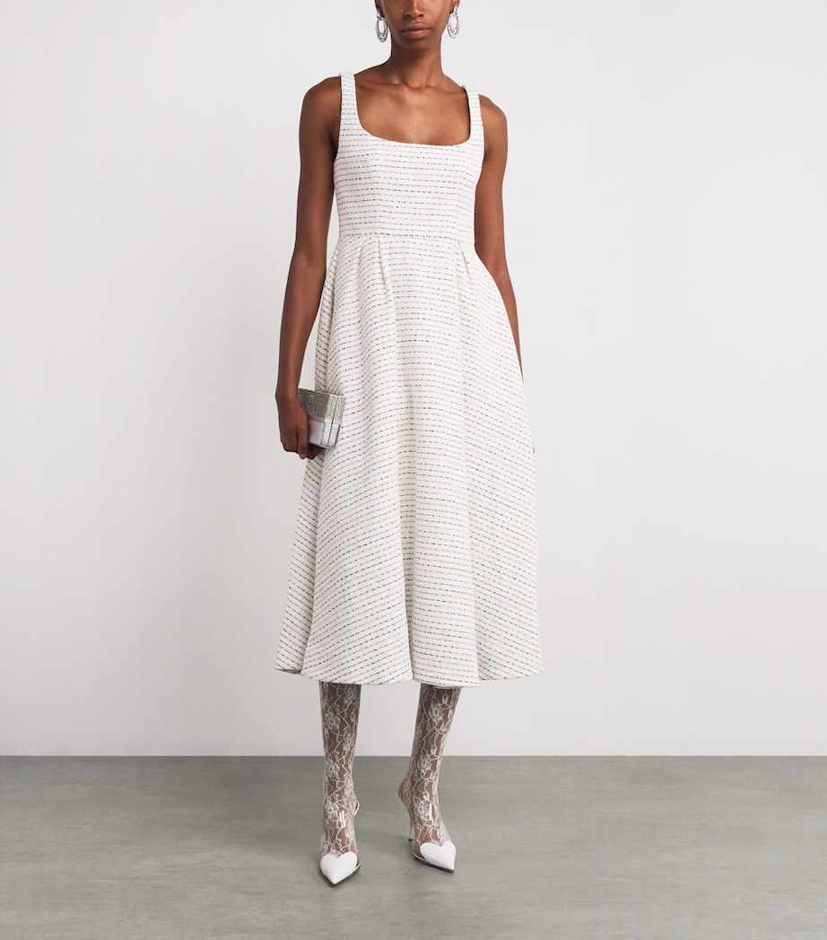 Tweed Embellished Midi Dress 0822 WHITE-BLACK Image 2