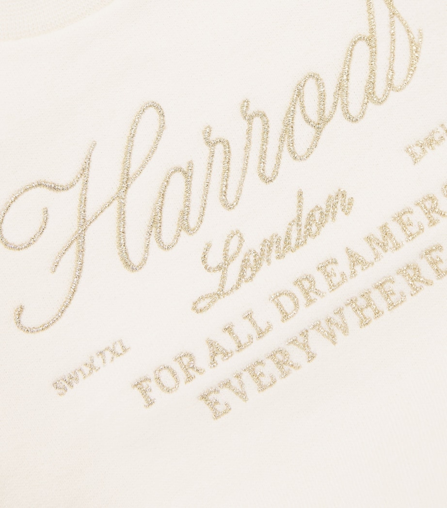 Harrods Cotton Logo Sweatshirt (0-18 Months) Ivory Image 4
