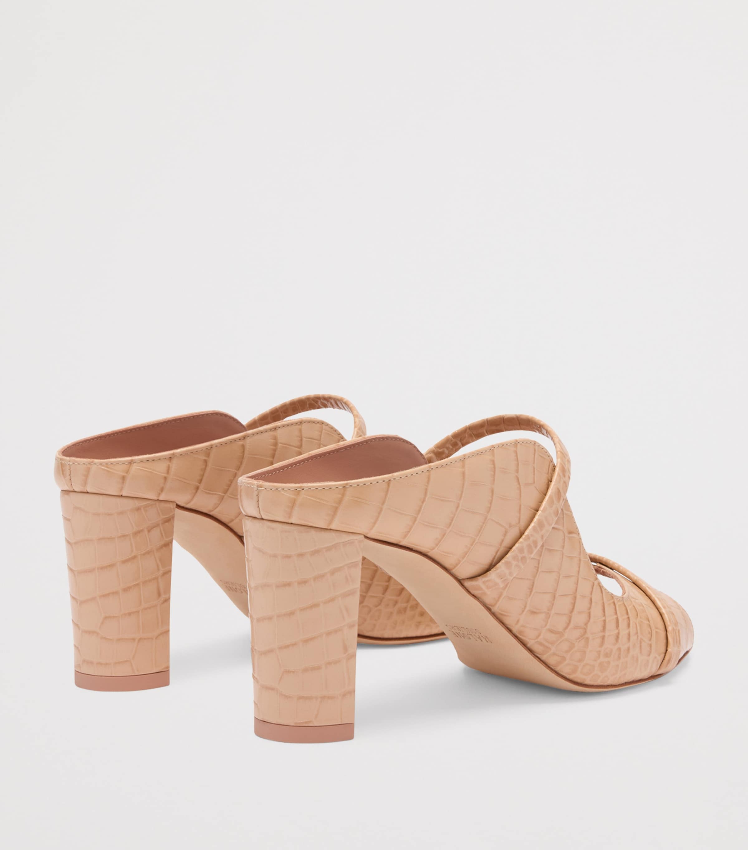 Croc-Embossed Leather Norah Heeled Sandals 70 BUFF Image 4