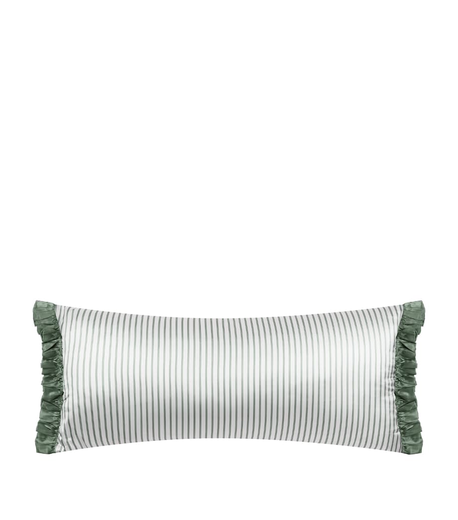Gingerlily Silk Ticking Ashdown Cushion (40cm x 90cm) Green/white Image 1