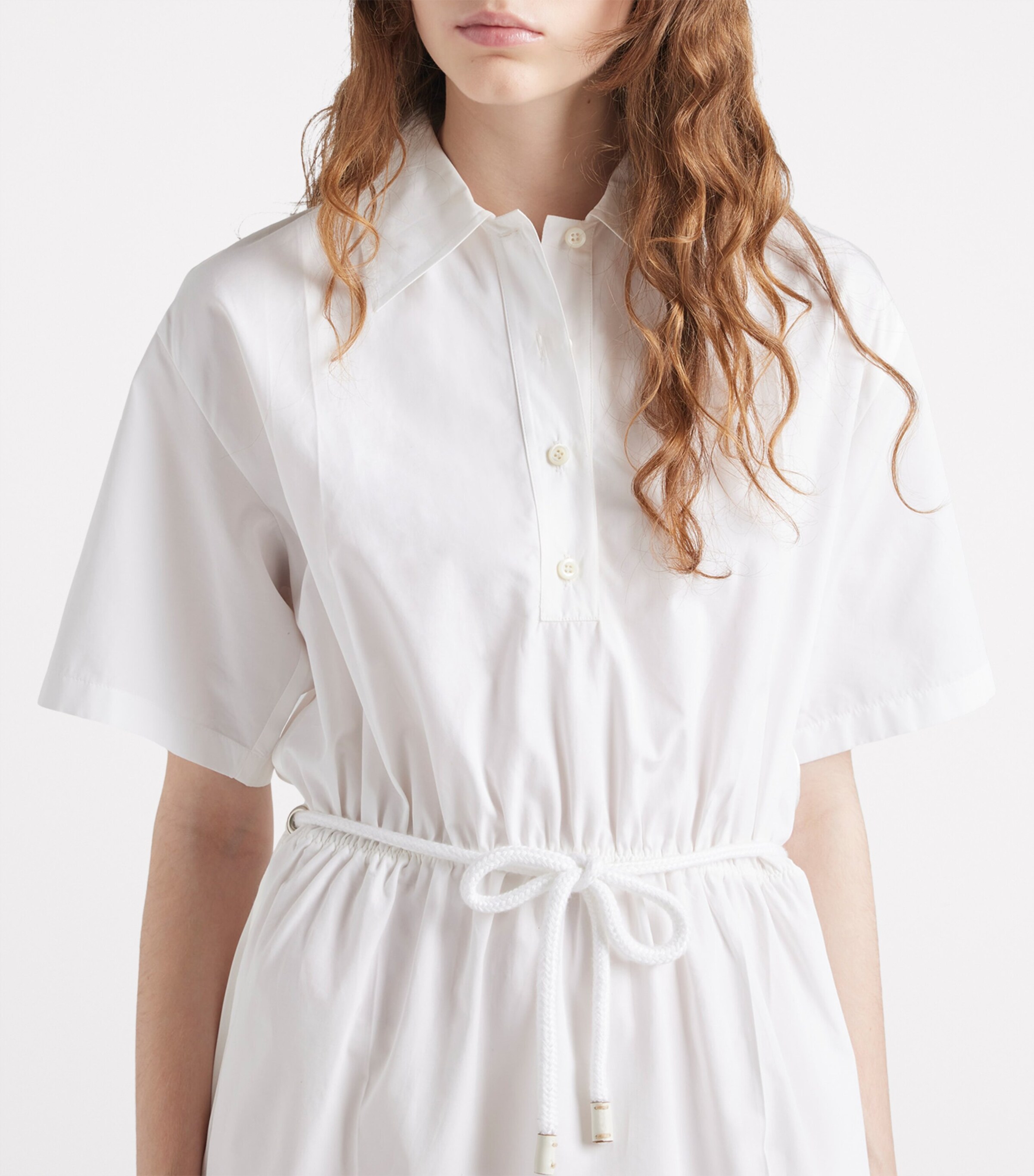 Poplin Satin-Detail Midii Dress F0009 Image 4