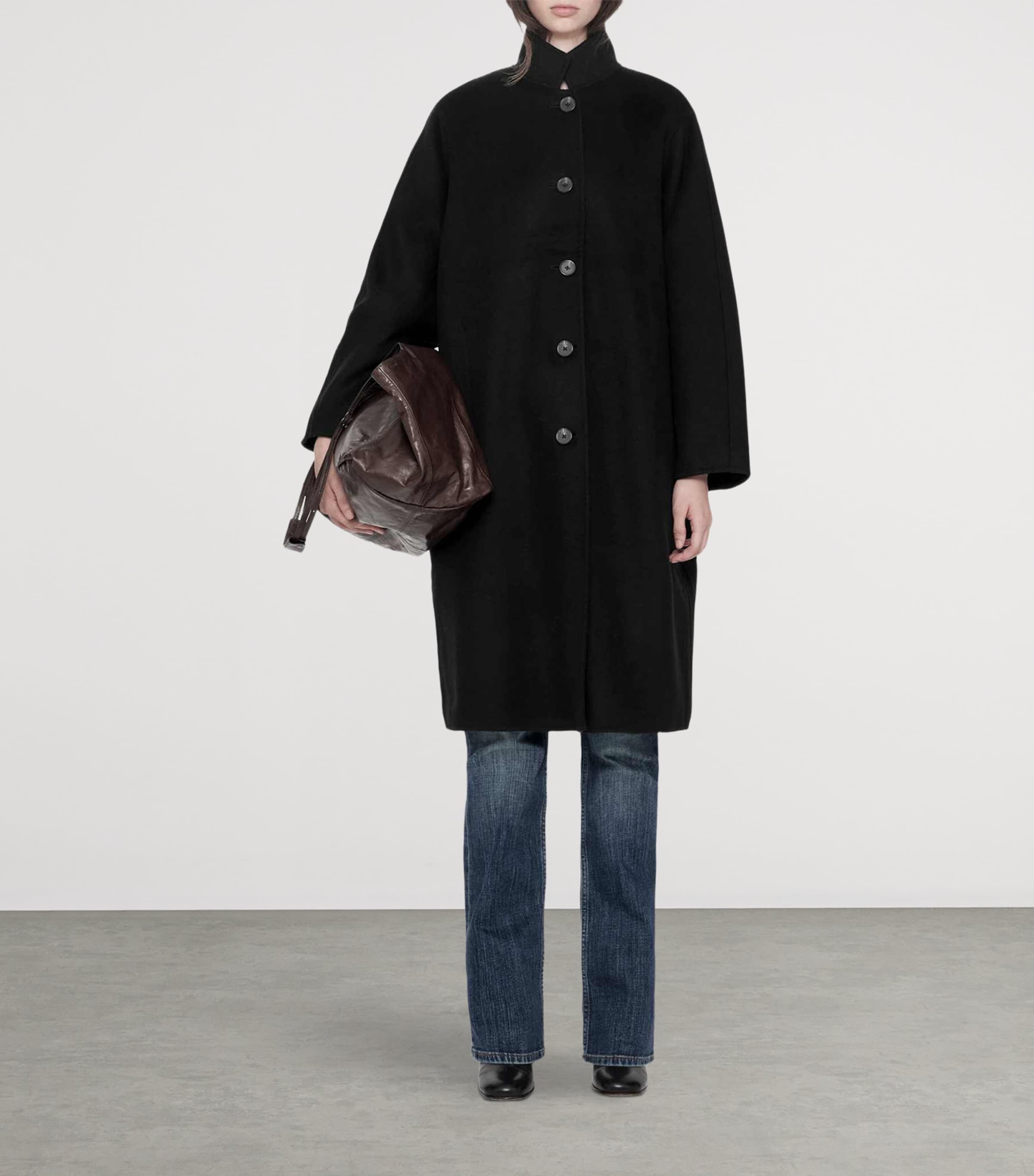 AllSaints Womens Wool-Blend Effie Coat Black Image 2