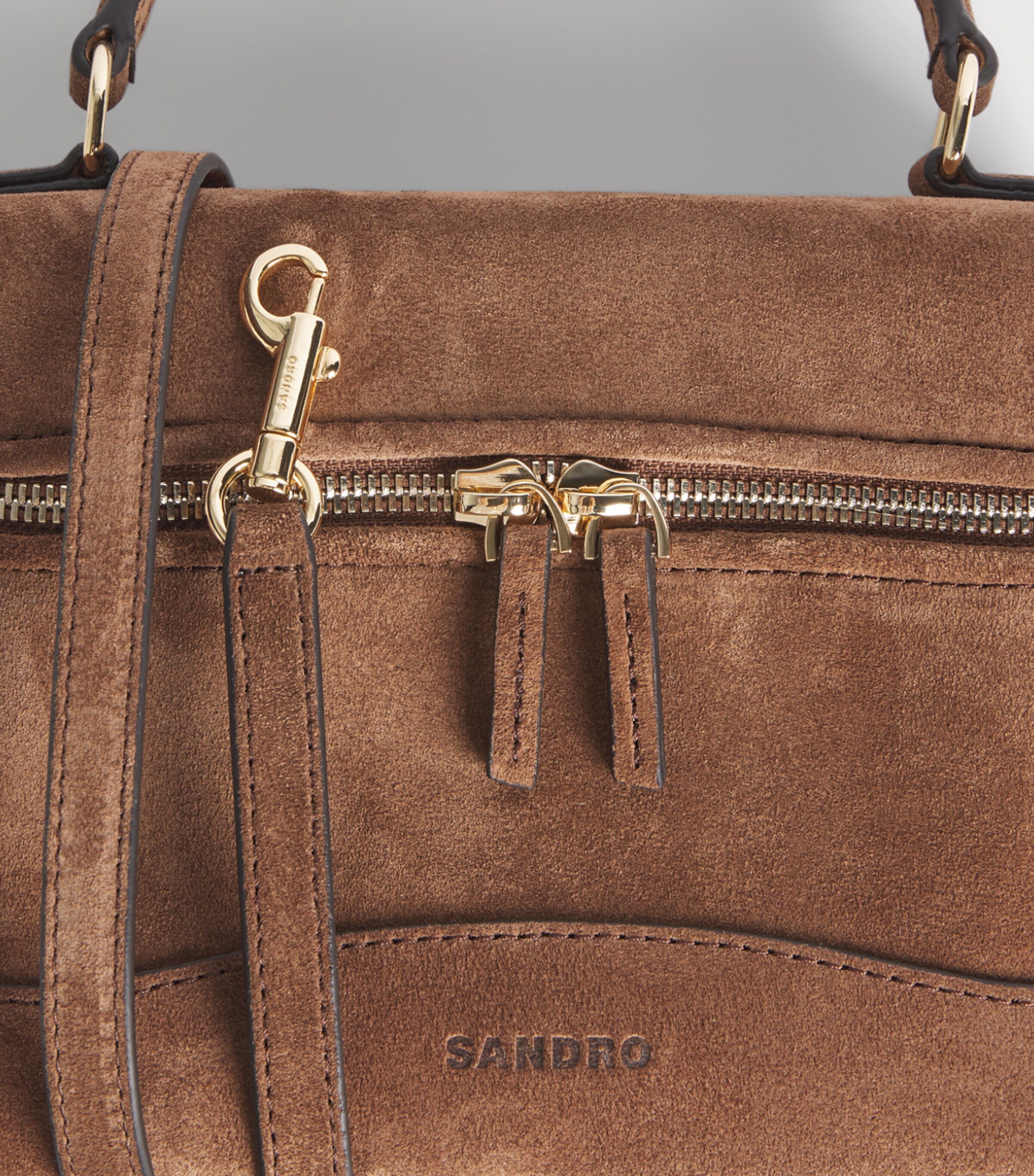 Sandro Paris Suede Tangolino Vanity Bag Brown Image 6