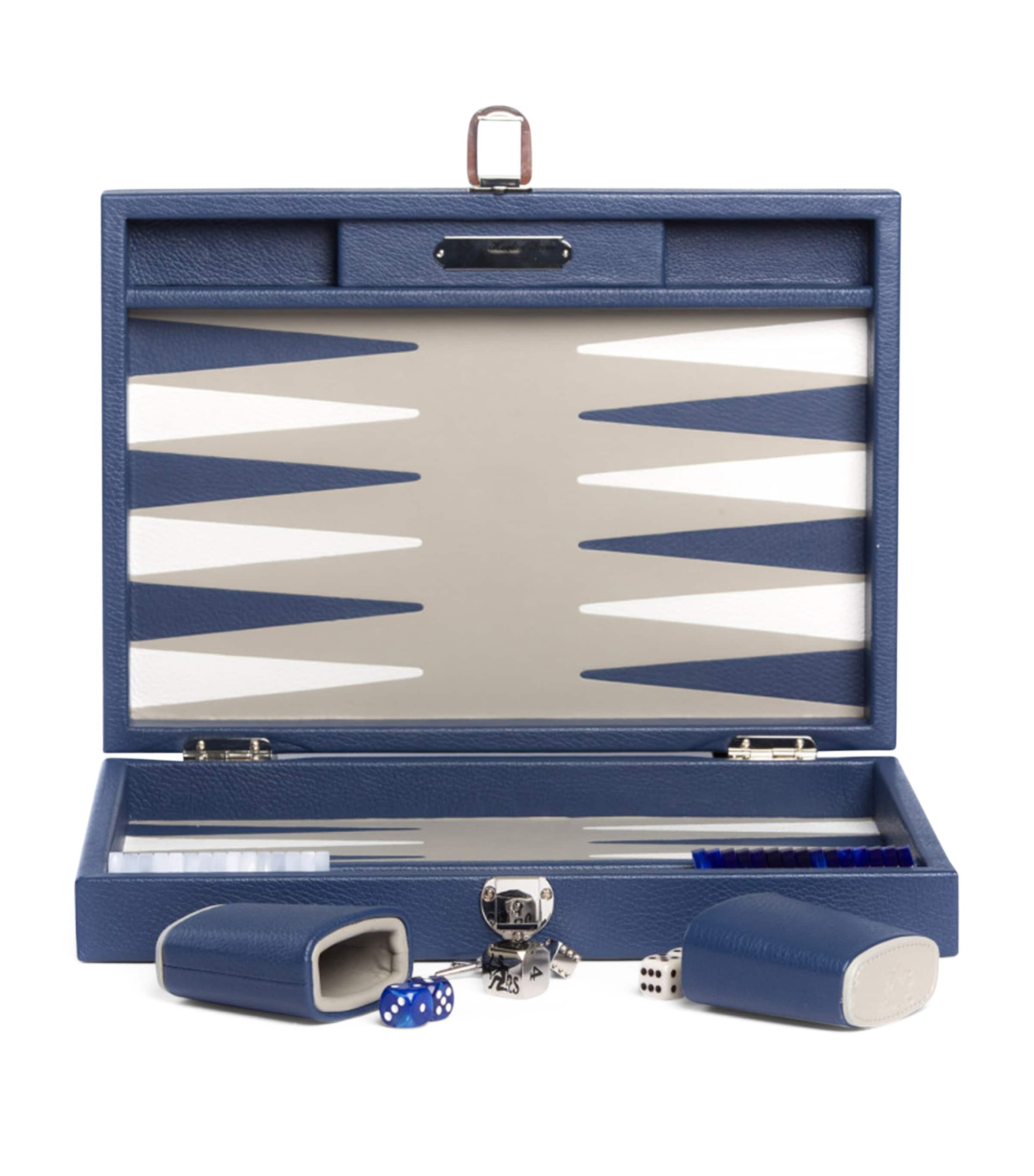 Leather Backgammon Set FRENCH BLUE Image 1