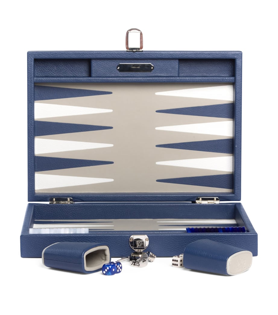 Leather Backgammon Set FRENCH BLUE Image 1