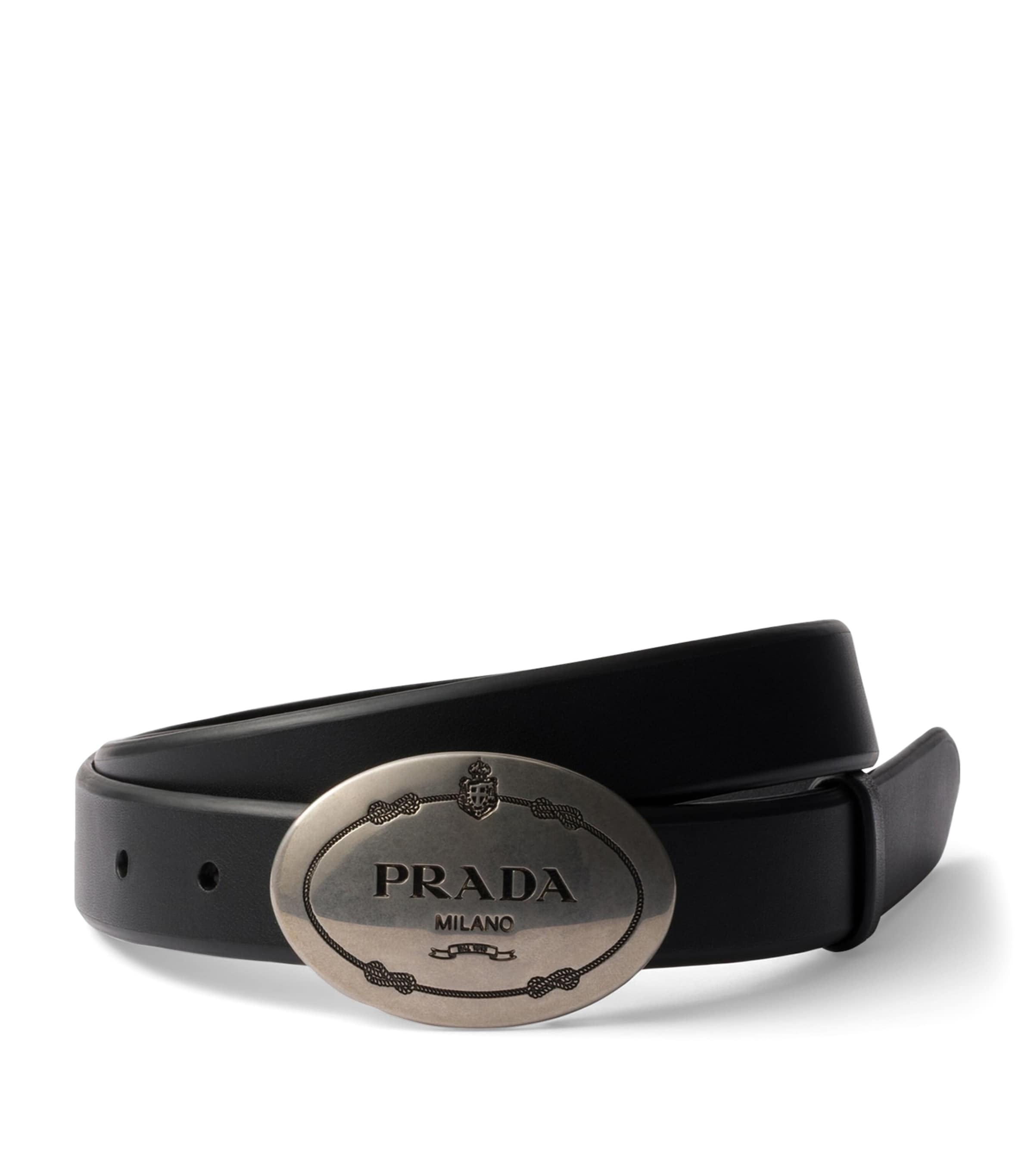 Prada Leather Logo Belt Black Image 1