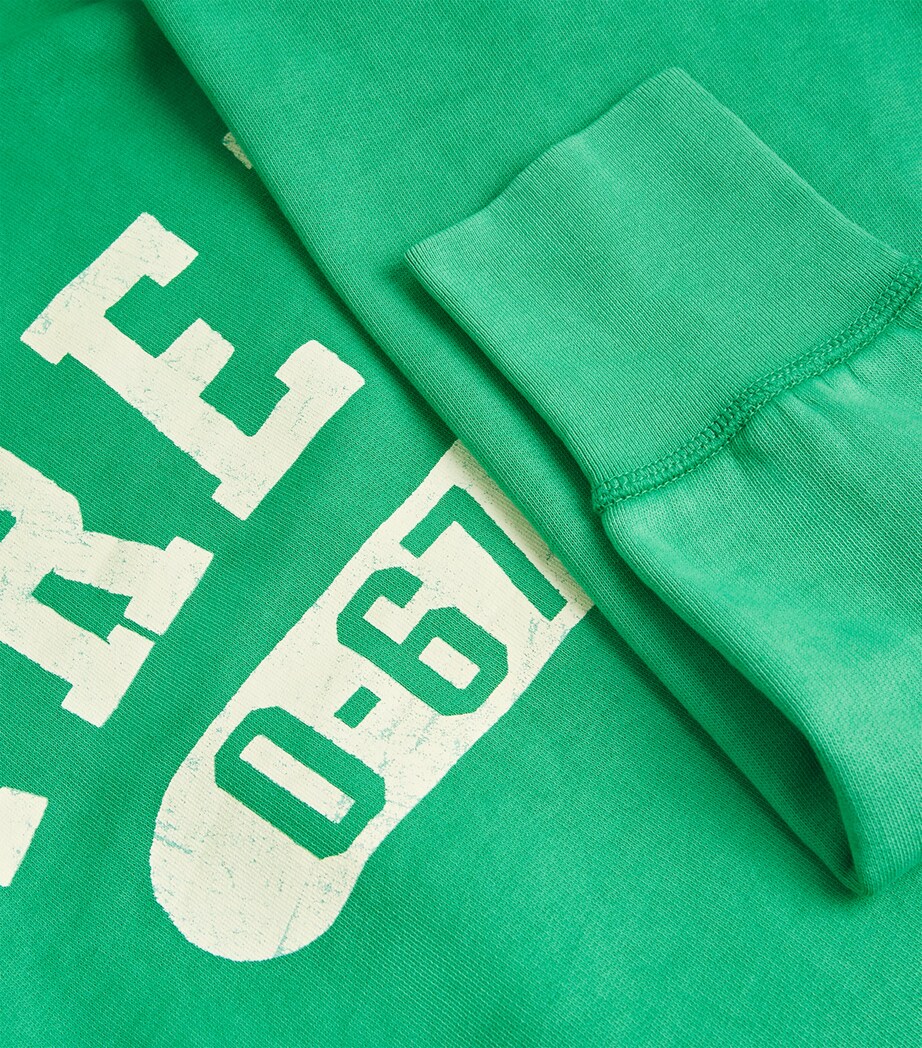 Cotton Prep Script Sweatshirt GREEN Image 5