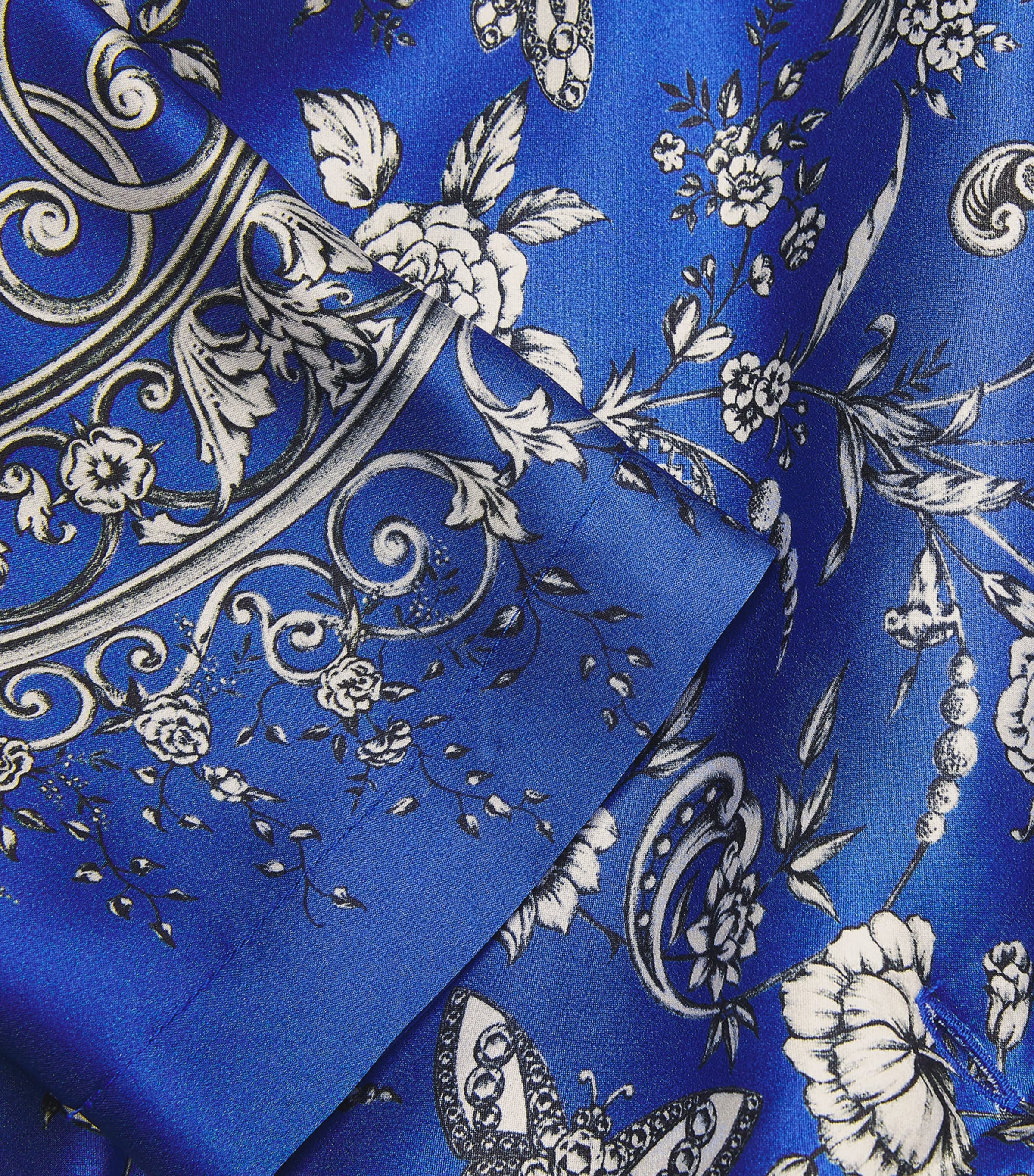 Harrods Womens Silk Butterfly Print Pyjama Set Blue Image 5