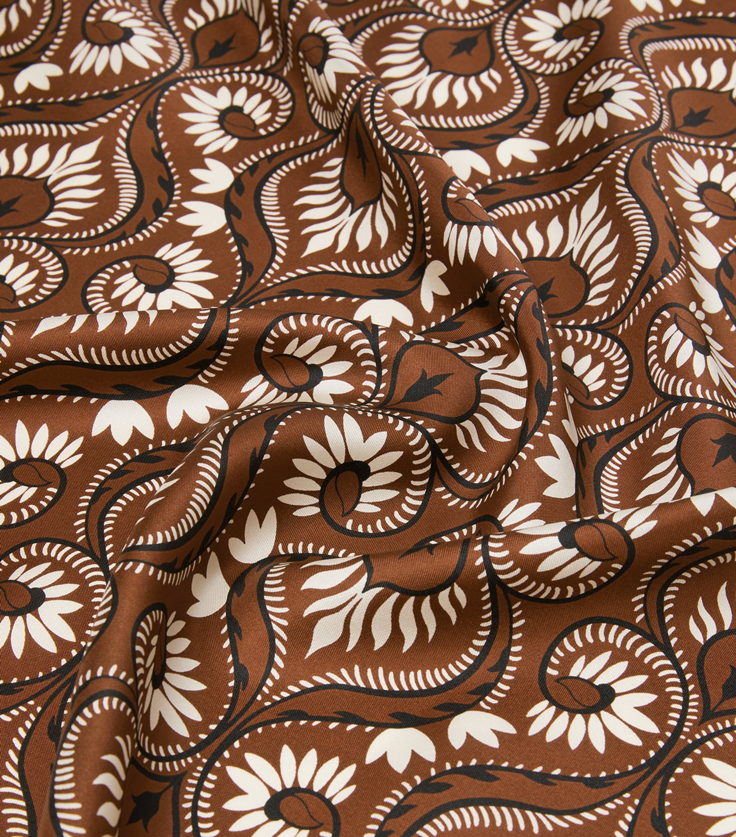Silk Print Square Scarf CARAMEL Image 3
