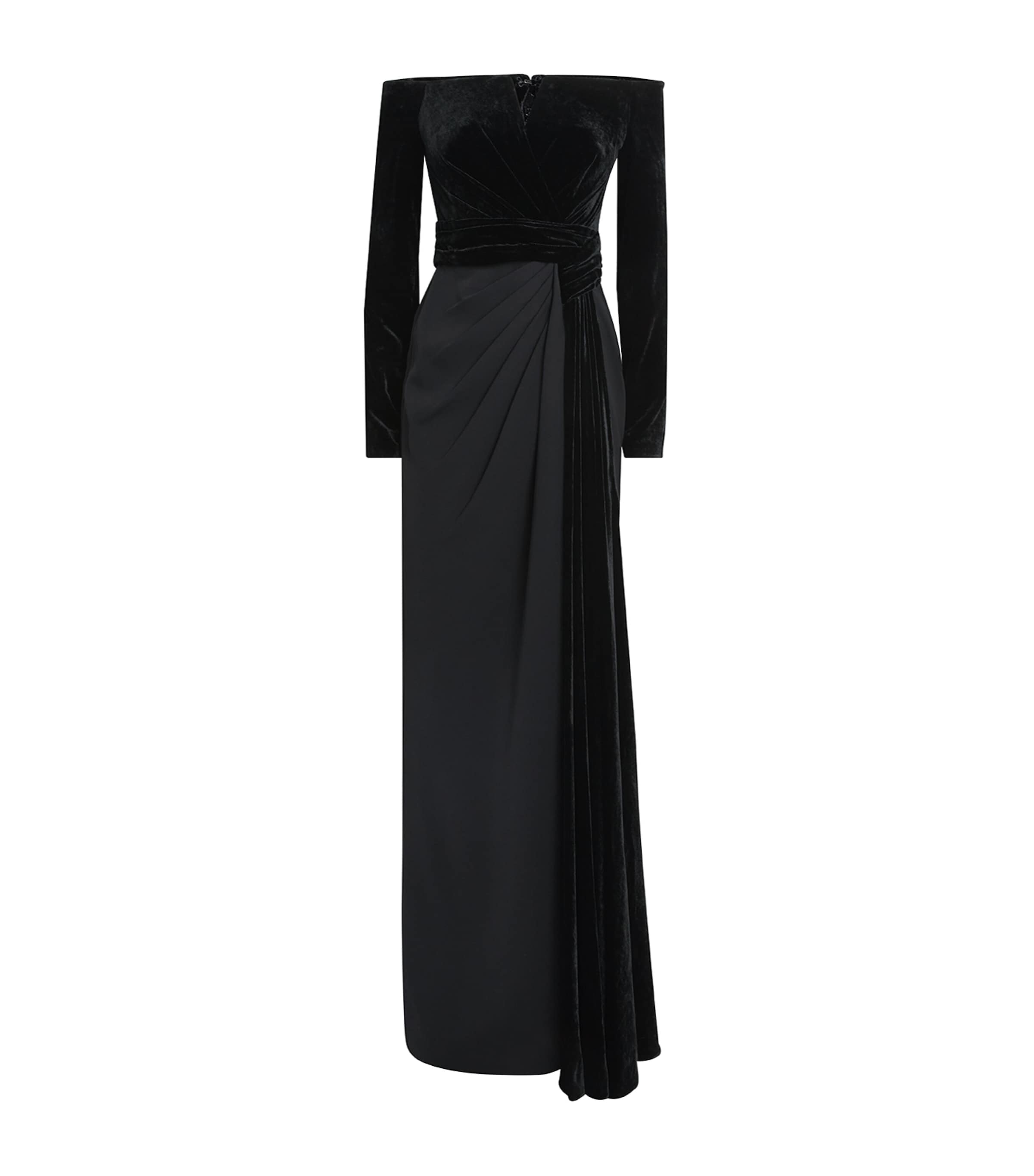 Zuhair Murad Velvet Off-the-shoulder Gown In Black