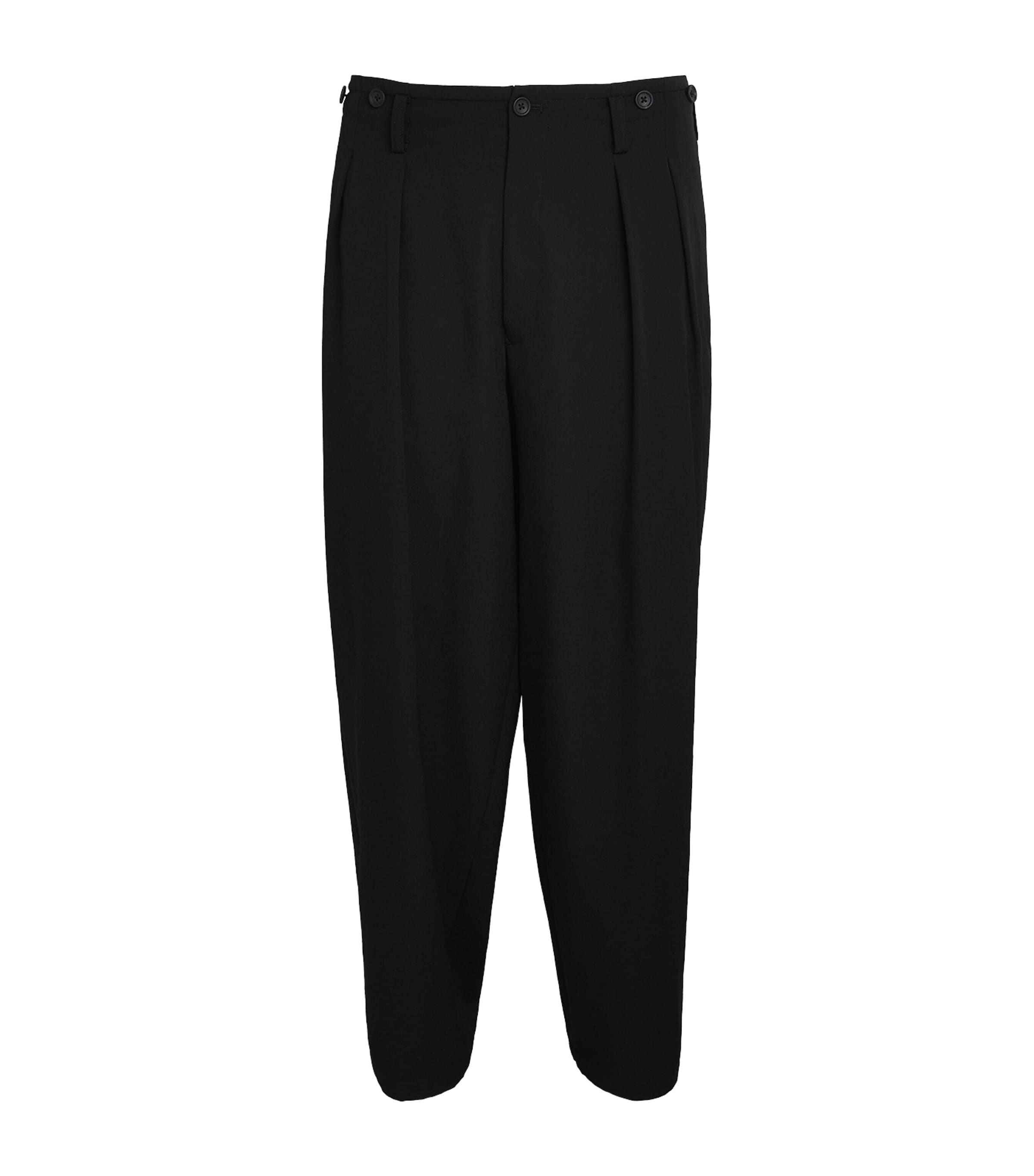 Yohji Yamamoto Mens Wool Suspender Trousers Black Image 1