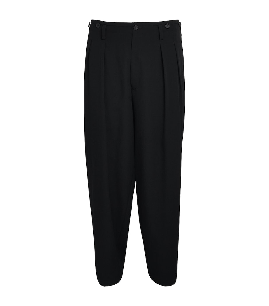 Yohji Yamamoto Mens Wool Suspender Trousers Black Image 1