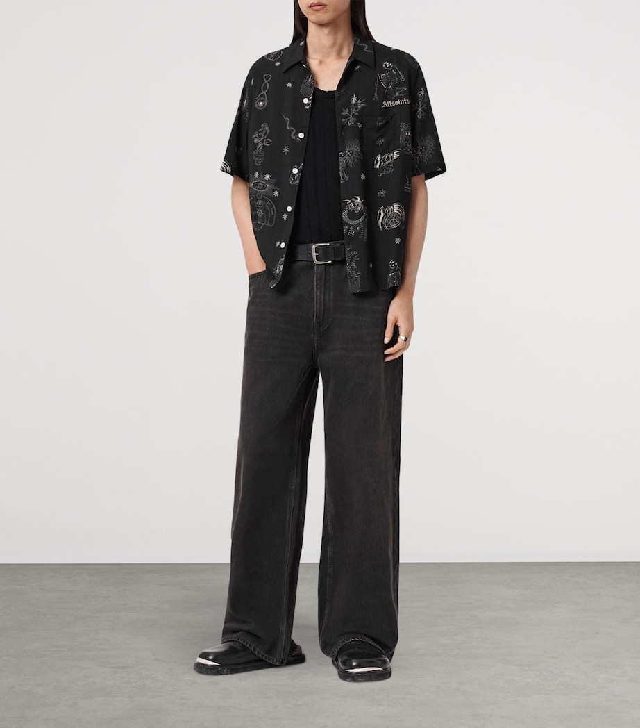 AllSaints Mens Printed Terra Shirt Jet Black Image 2