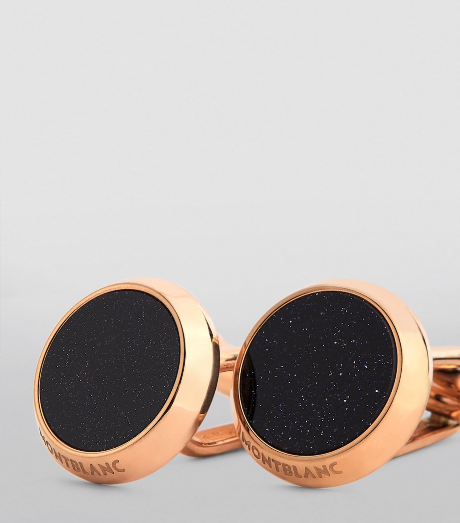 Stainless Steel and Blue Goldstone Meisterstück Cufflinks BLUE Image 4