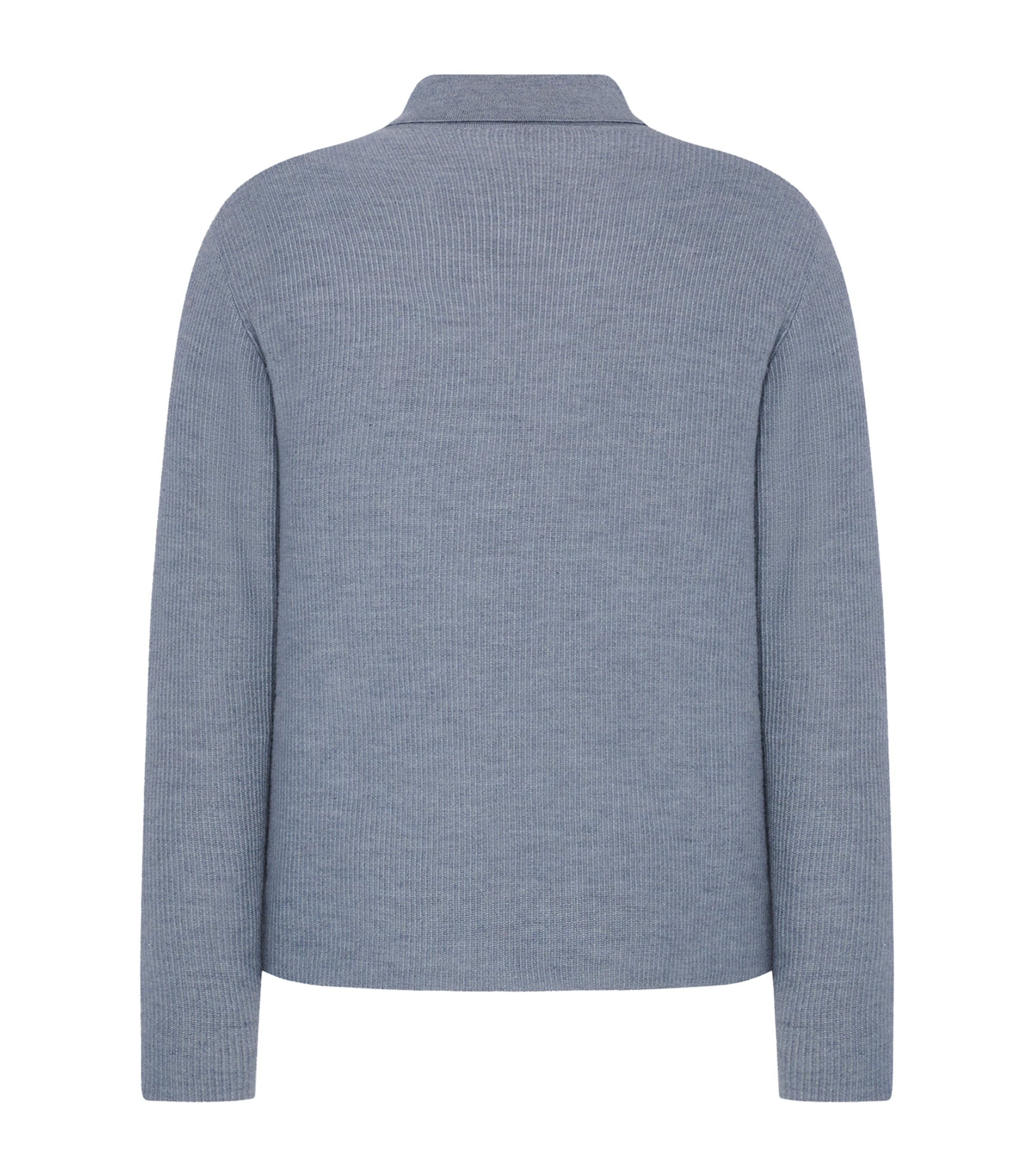 The Row Mens Bertram Cashmere Long-Sleeve Polo Shirt Chambray Melange Image 2
