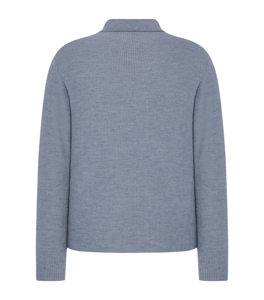 The Row Mens Bertram Cashmere Long-Sleeve Polo Shirt Chambray Melange Image 2
