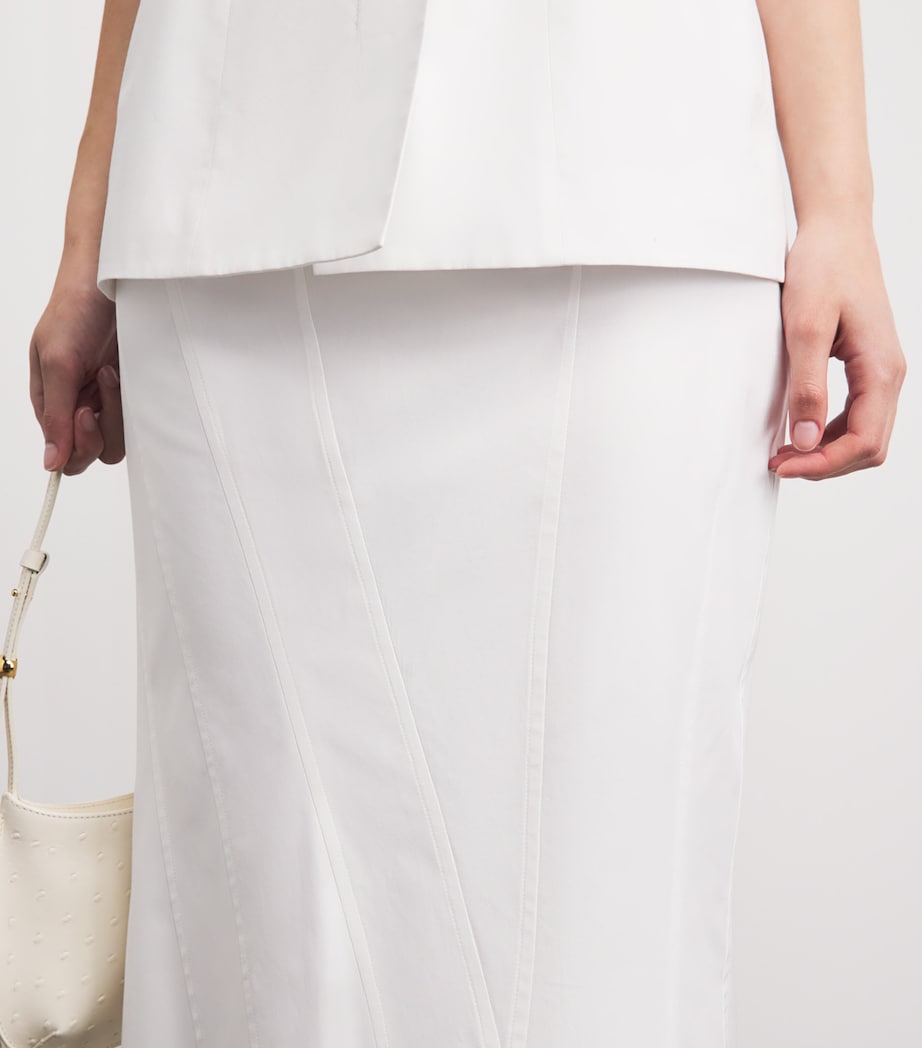 FFORME Womens Cotton Ora Midi Skirt White Image 3