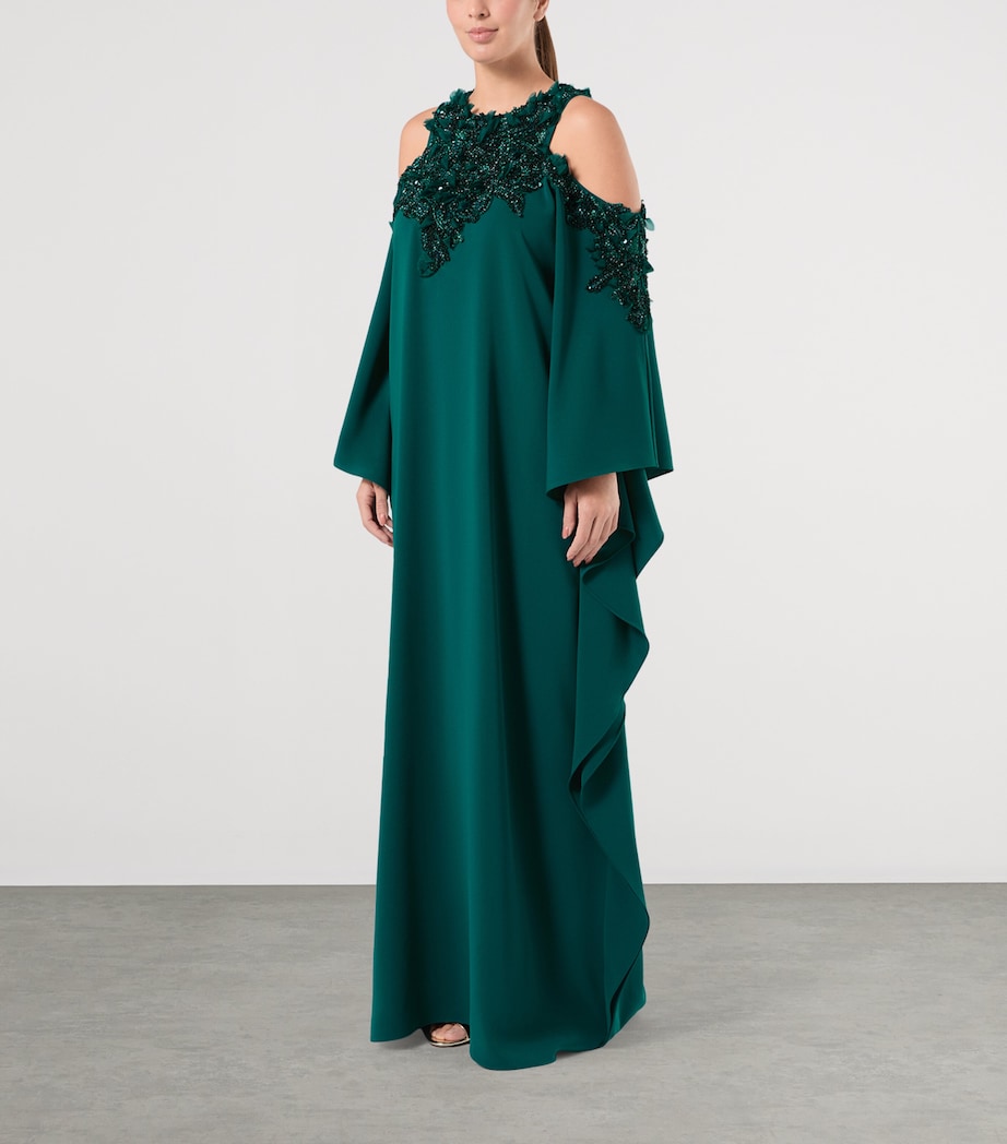 Marina Rinaldi Womens x Tony Ward Embellished Cold-Shoulder Maxi Dress Oil Image 3