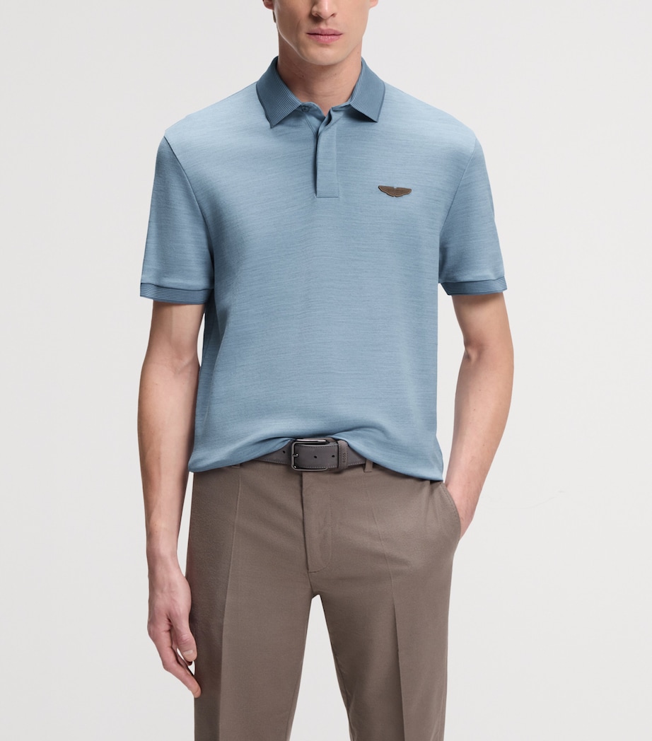 BOSS Mens x Aston Martin Cotton-Wool Polo Shirt Image 2